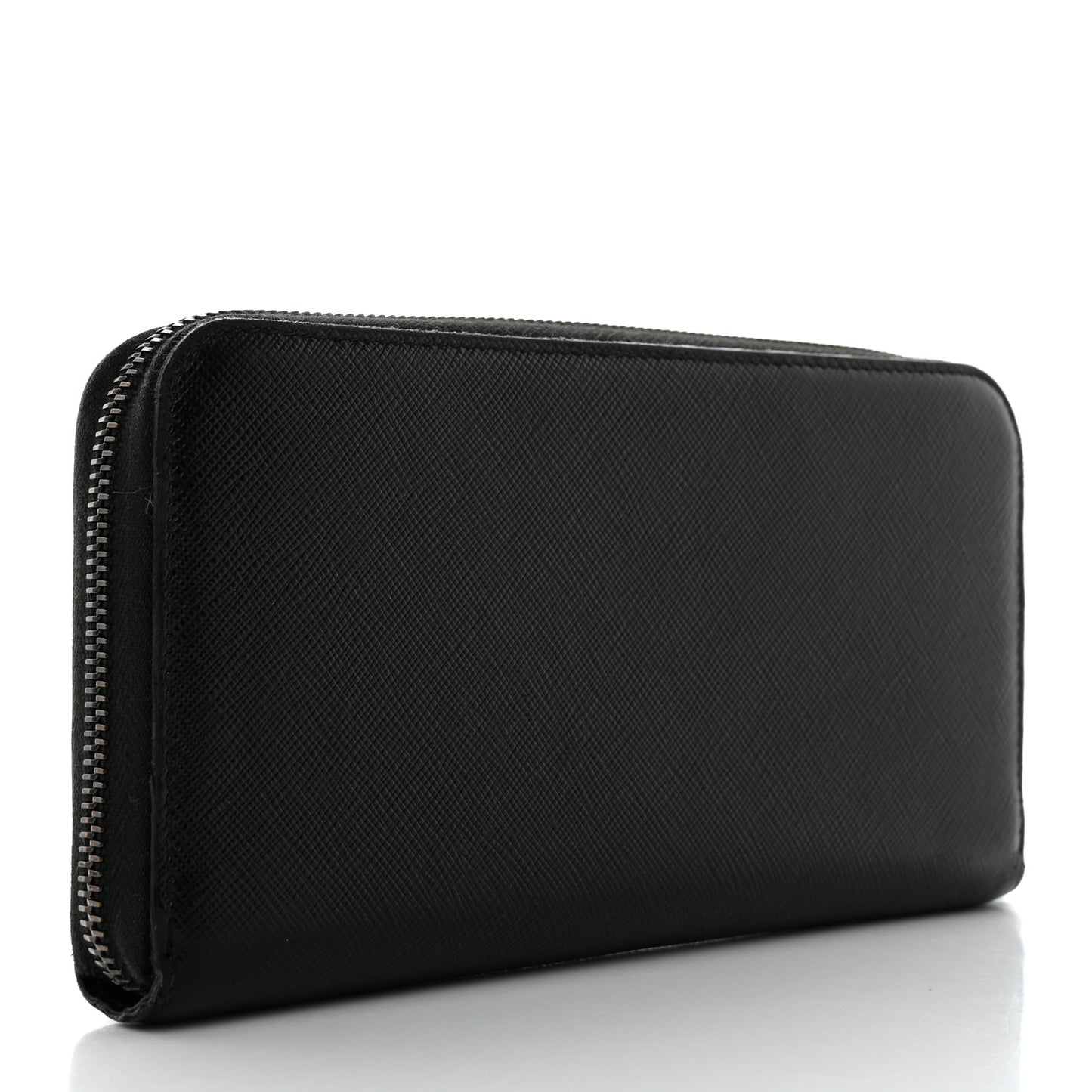Saffiano Metal Zip Around Wallet Black