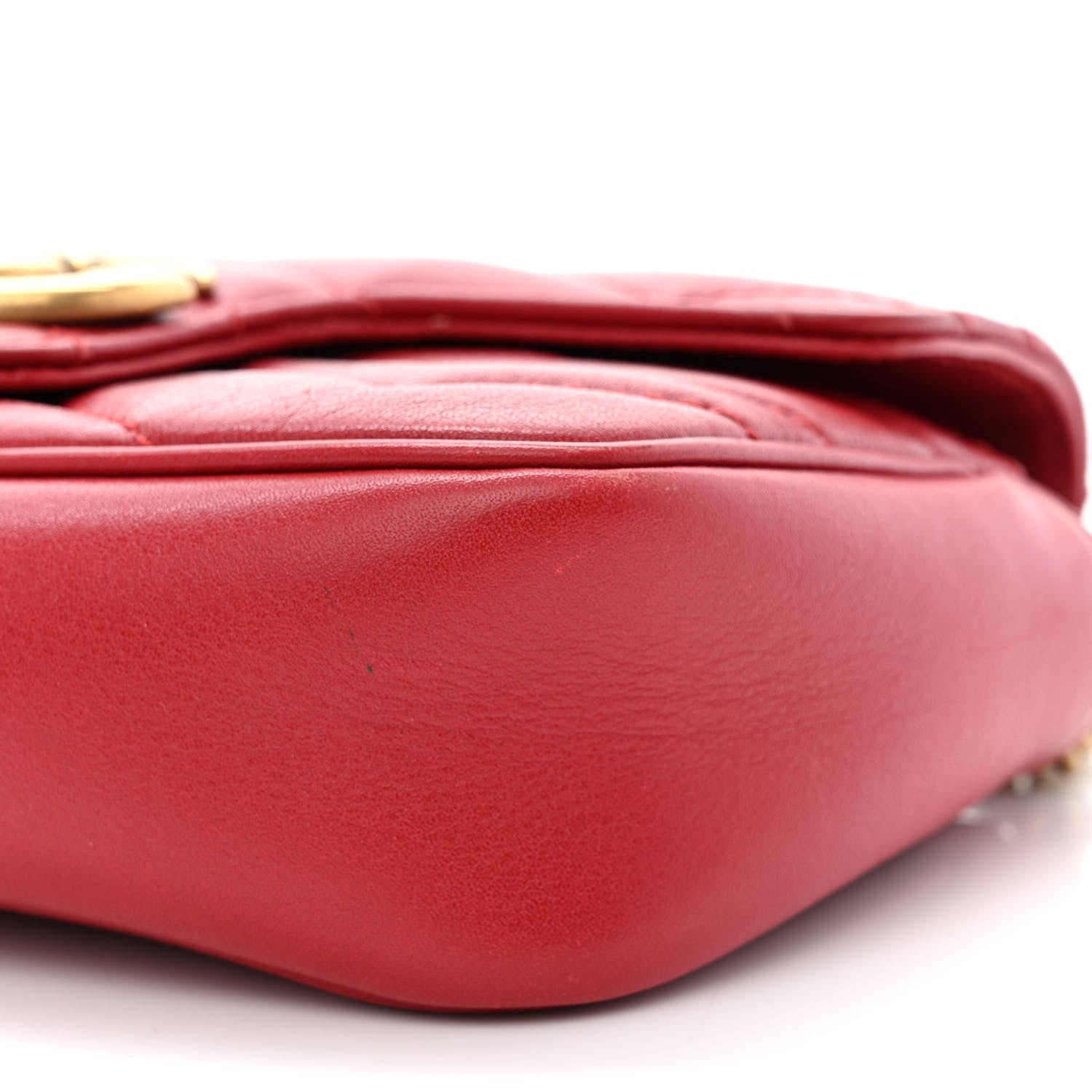 Gucci Calfskin Matelasse Super Mini GG Marmont Shoulder Bag Hibiscus Red 11 of 11