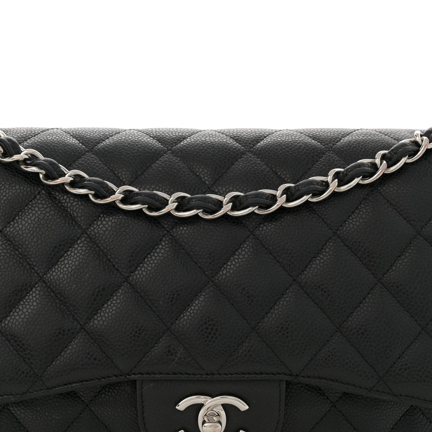 Caviar Quilted Jumbo Double Flap Black