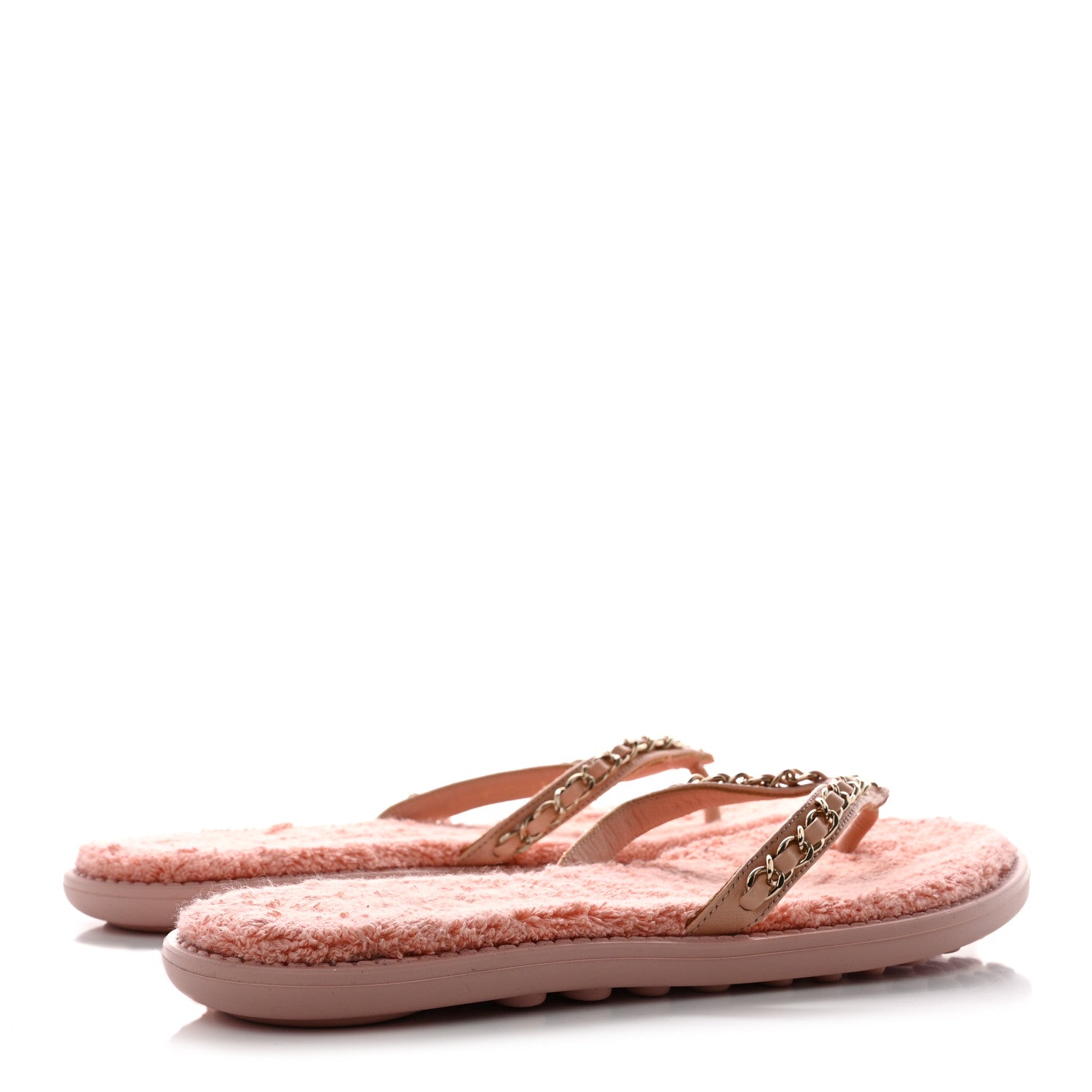 Chanel Calfskin CC Chain Thong Sandals 37 Pink 4 of 9