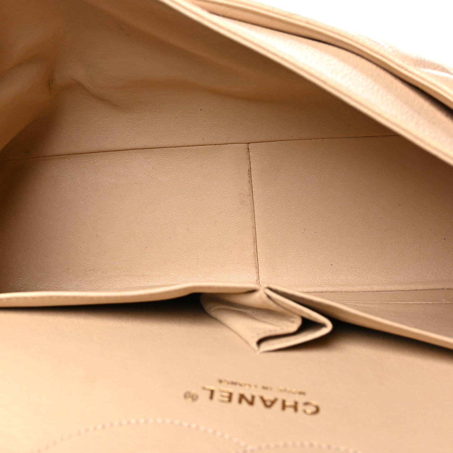 Caviar Quilted Jumbo Double Flap Light Beige