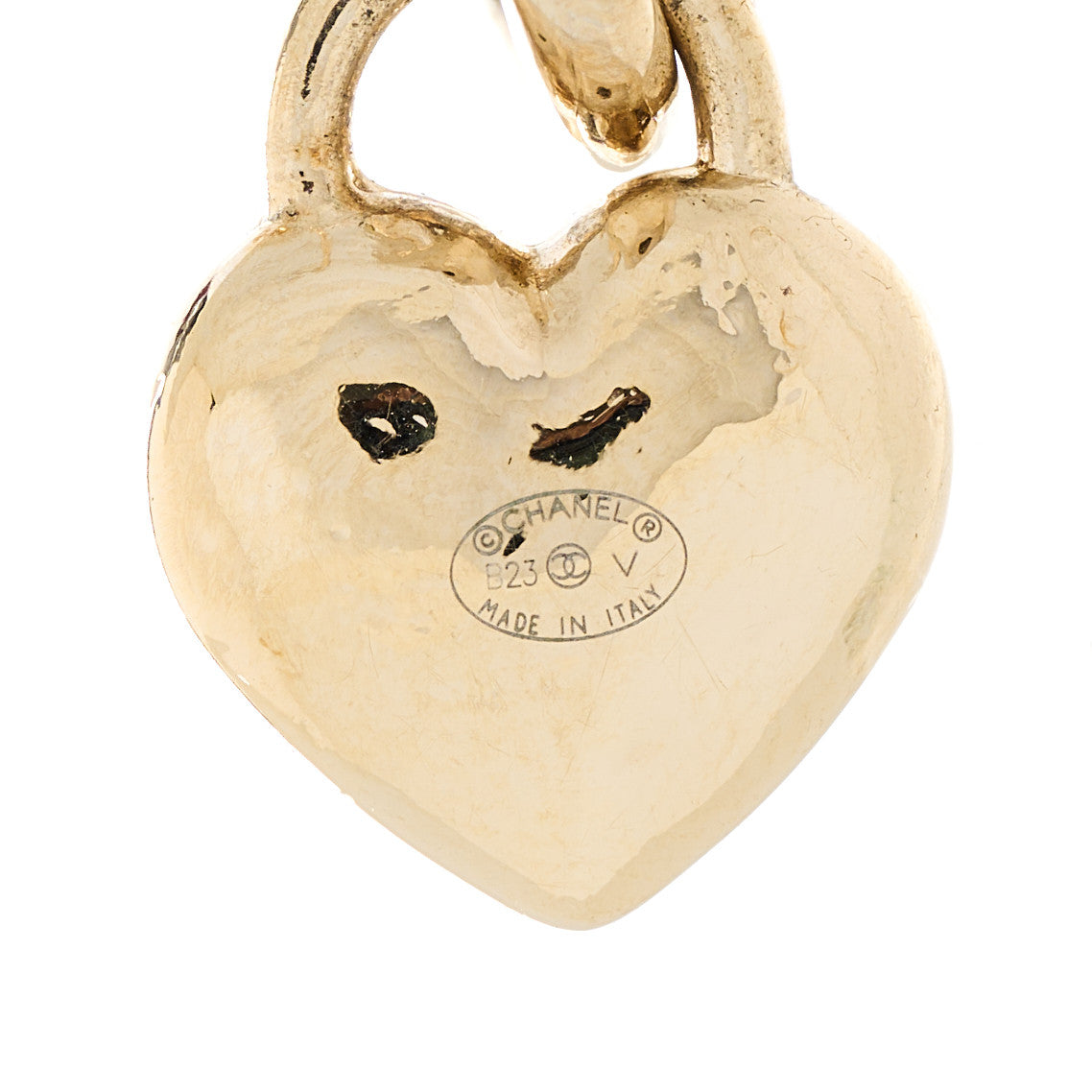 Chanel Metal CC Heart Turnlock Drop Earrings Gold 4 of 5