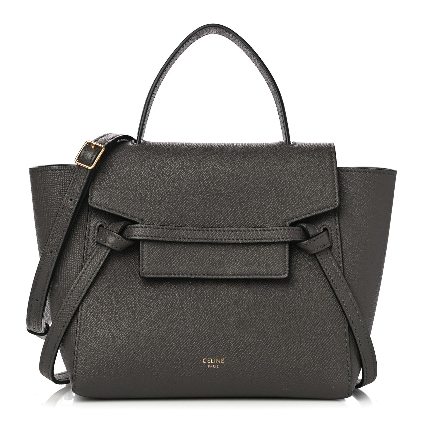 Grained Calfskin Nano Belt Bag Grey
