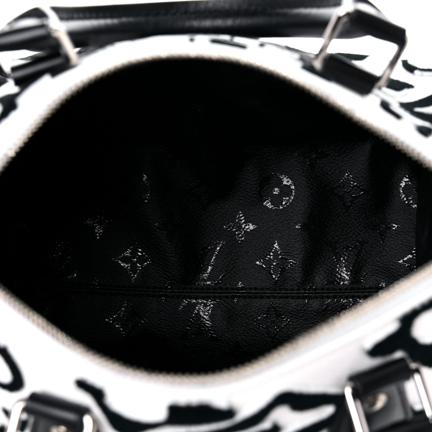 X UF Tufted Monogram Speedy Bandouliere 25 White Black