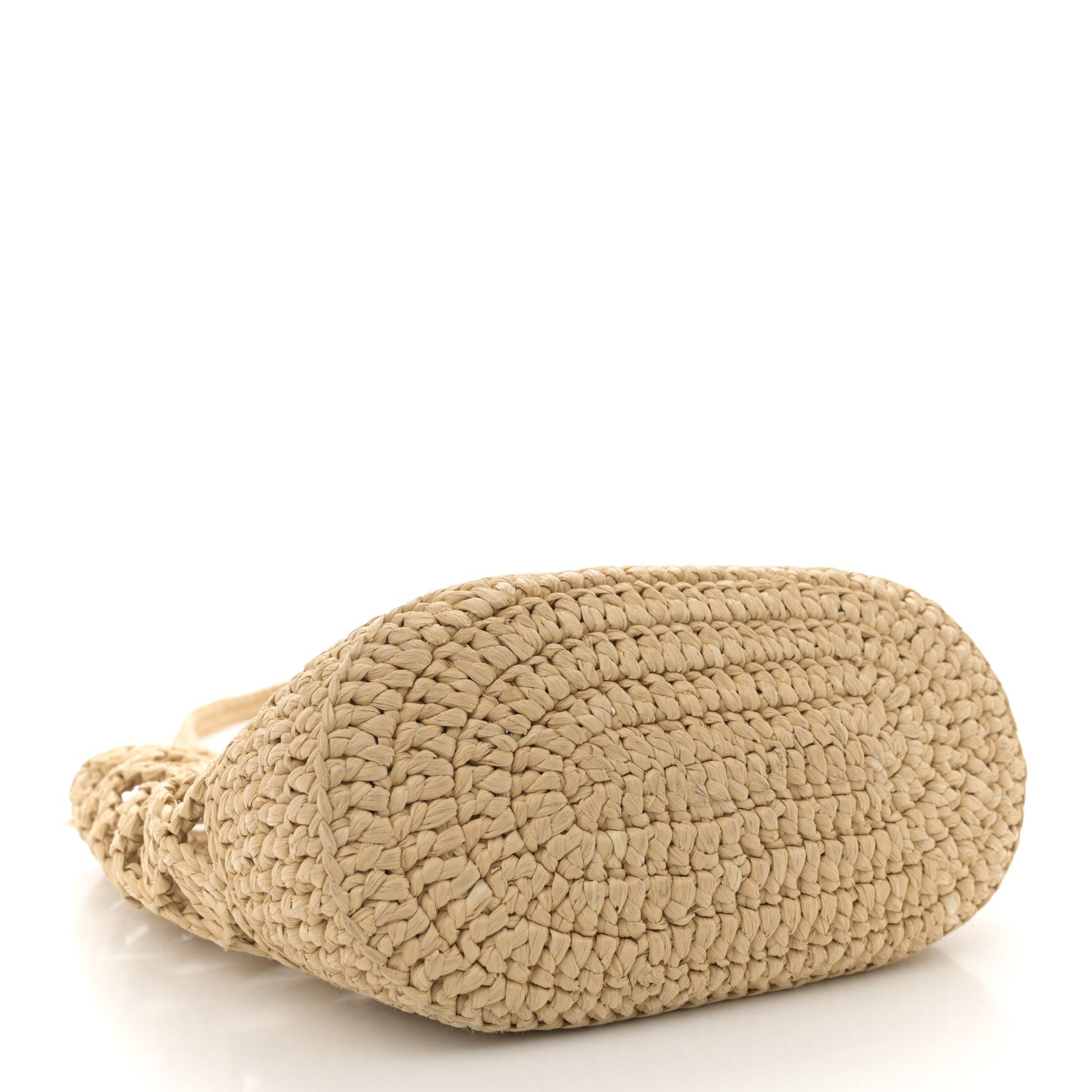 Prada Yarn Raffia Effect Crochet Embroidered Mini  Logo Tote Naturale 4 of 11