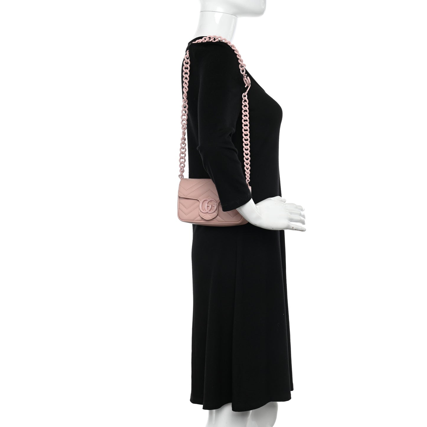 Calfskin Matelasse Monochrome GG Marmont Chain Belt Bag Perfect Pink