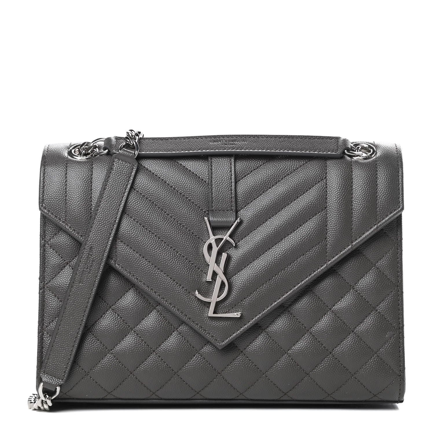 Saint Laurent Grain De Poudre Textured Mixed Matelasse Medium Triquilt Monogram Satchel Earth 1 of 10