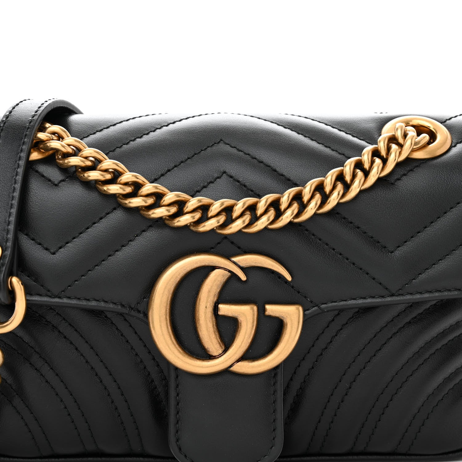 Gucci Calfskin Matelasse Mini GG Marmont Shoulder Bag Black 8 of 10