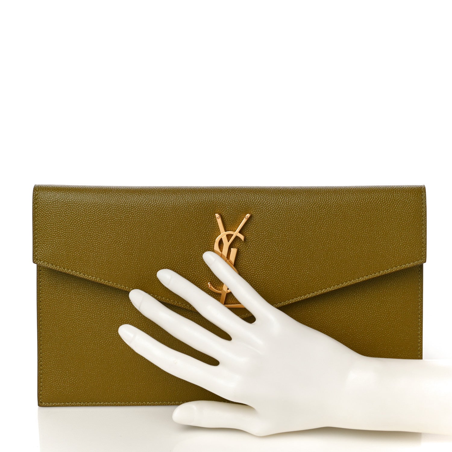 Saint Laurent Grain De Poudre Uptown Pouch Olive 2 of 10