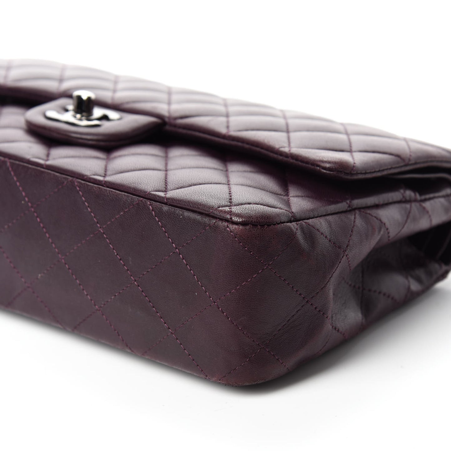 Lambskin Quilted Medium Double Flap Dark Purple