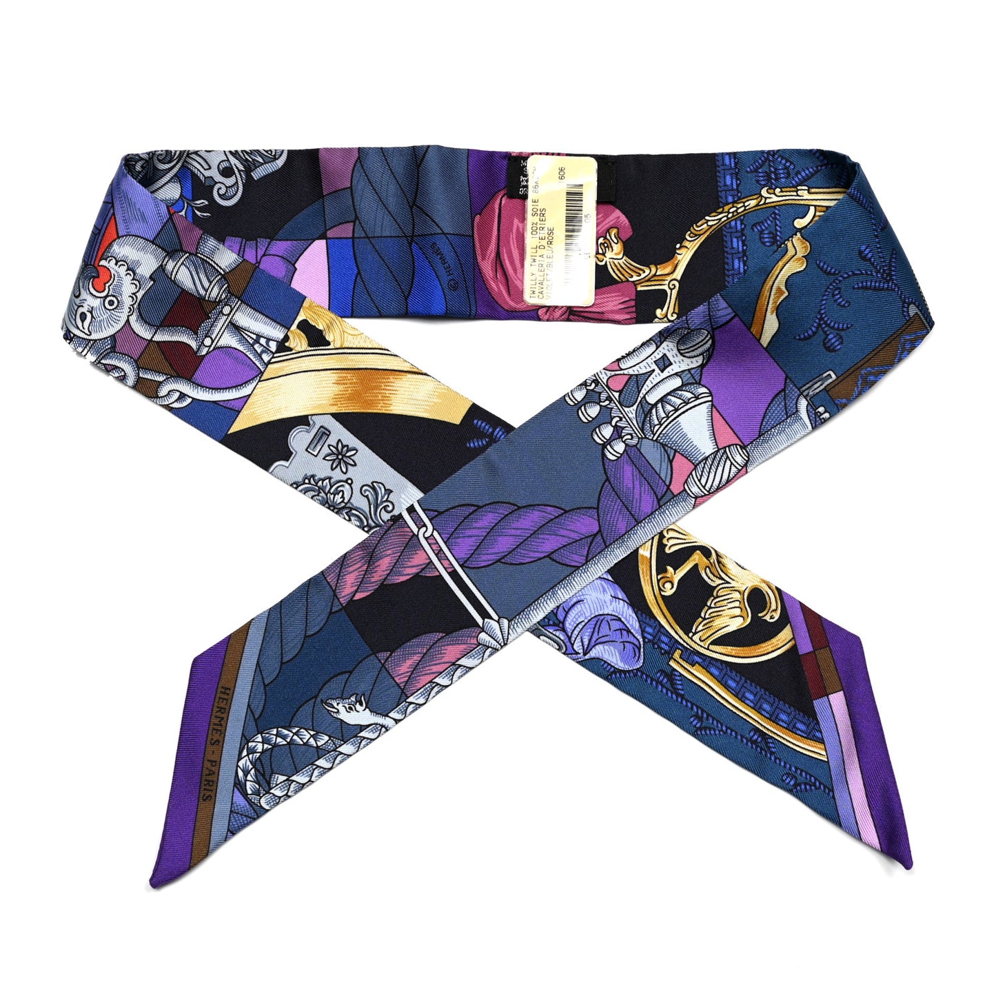 Silk Cavalleria D'Etriers Twilly Violet Bleu Rose