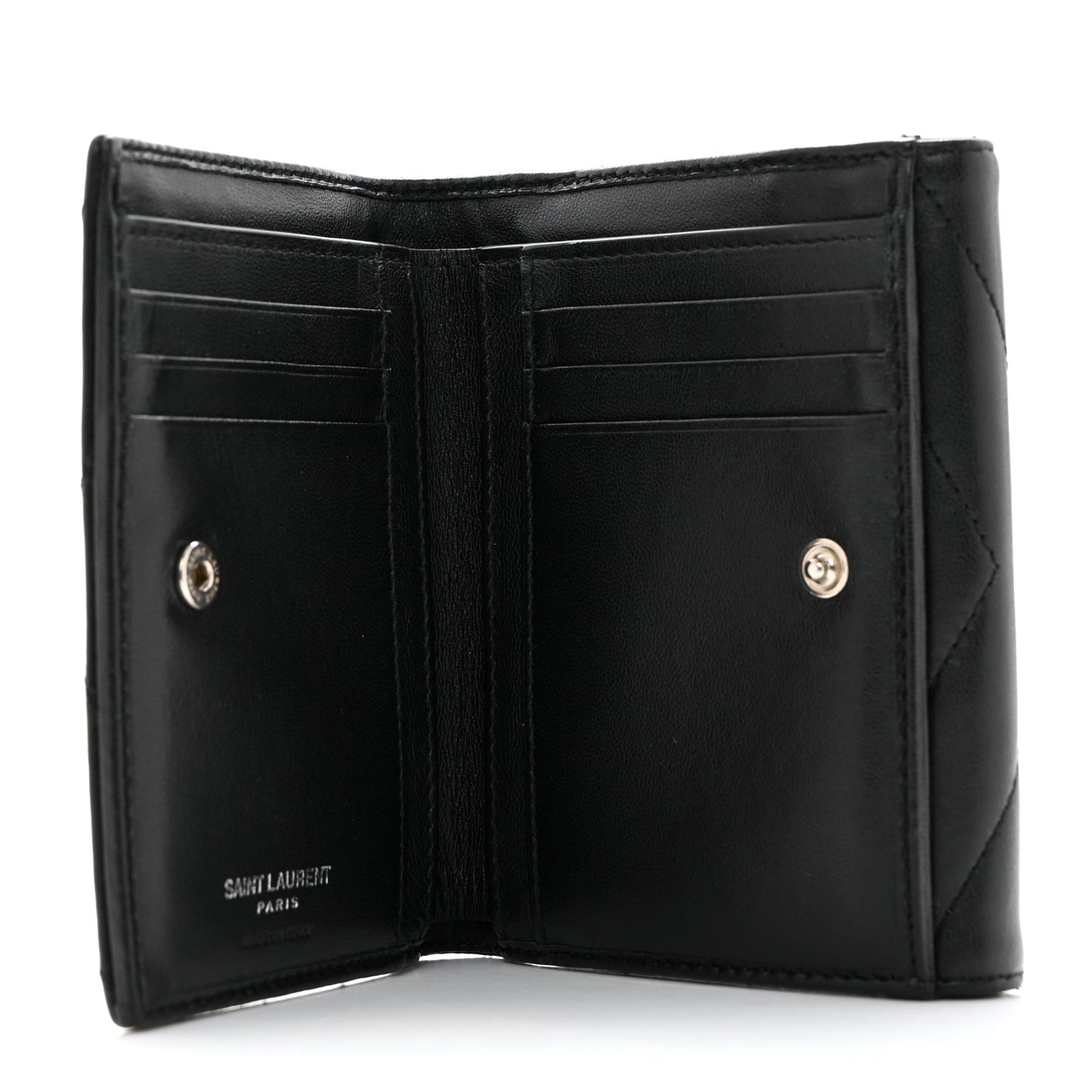 Lambskin Y Quilted Monogram Compact Loulou Wallet Black