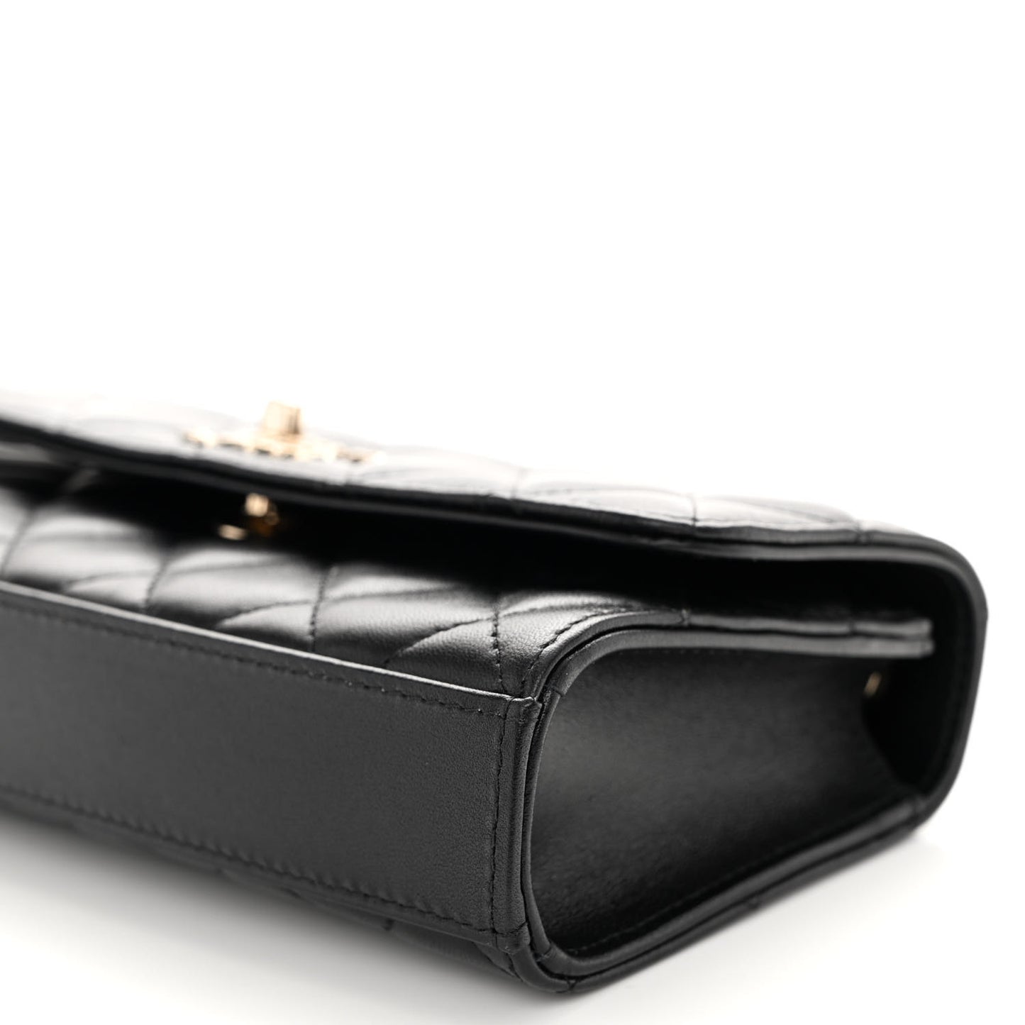 Lambskin Quilted Trendy CC Flap Phone Holder With Chain Black