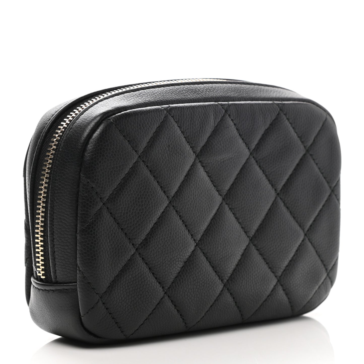 Caviar Quilted Small Curvy Pouch Cosmetic Case Black