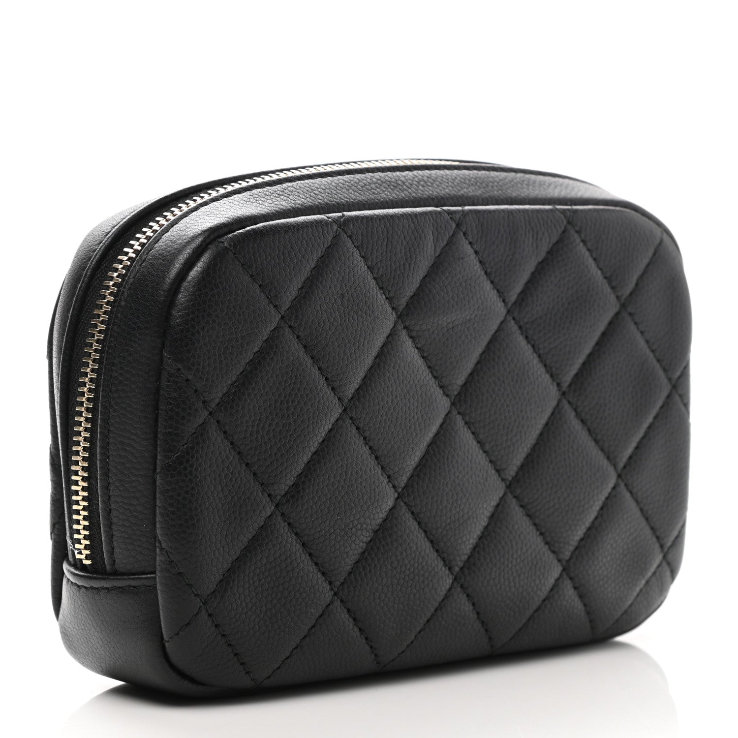Chanel Caviar Quilted Small Curvy Pouch Cosmetic Case Black 3 of 7