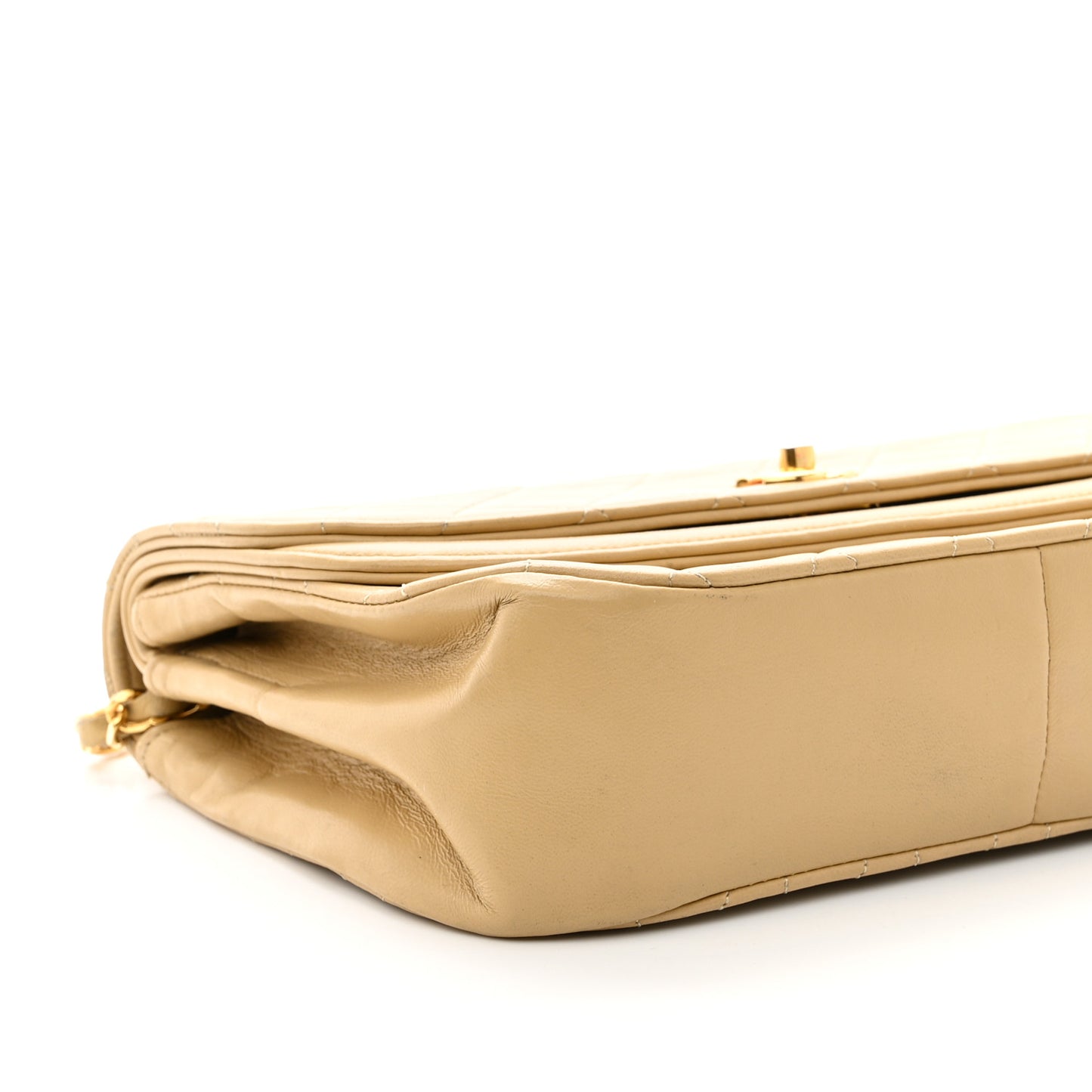 Lambskin Quilted Medium Single Flap Beige