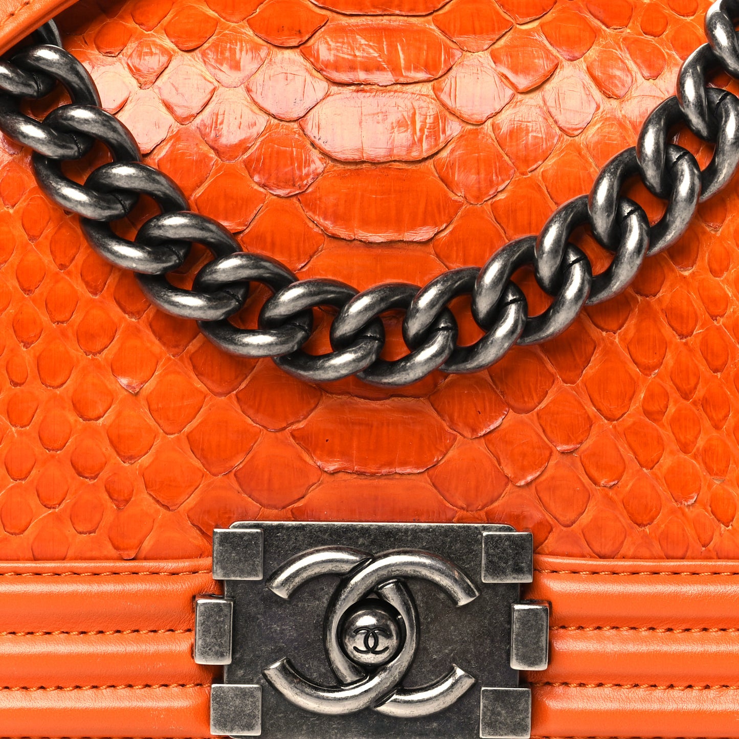 Snakeskin Small Boy Flap Orange