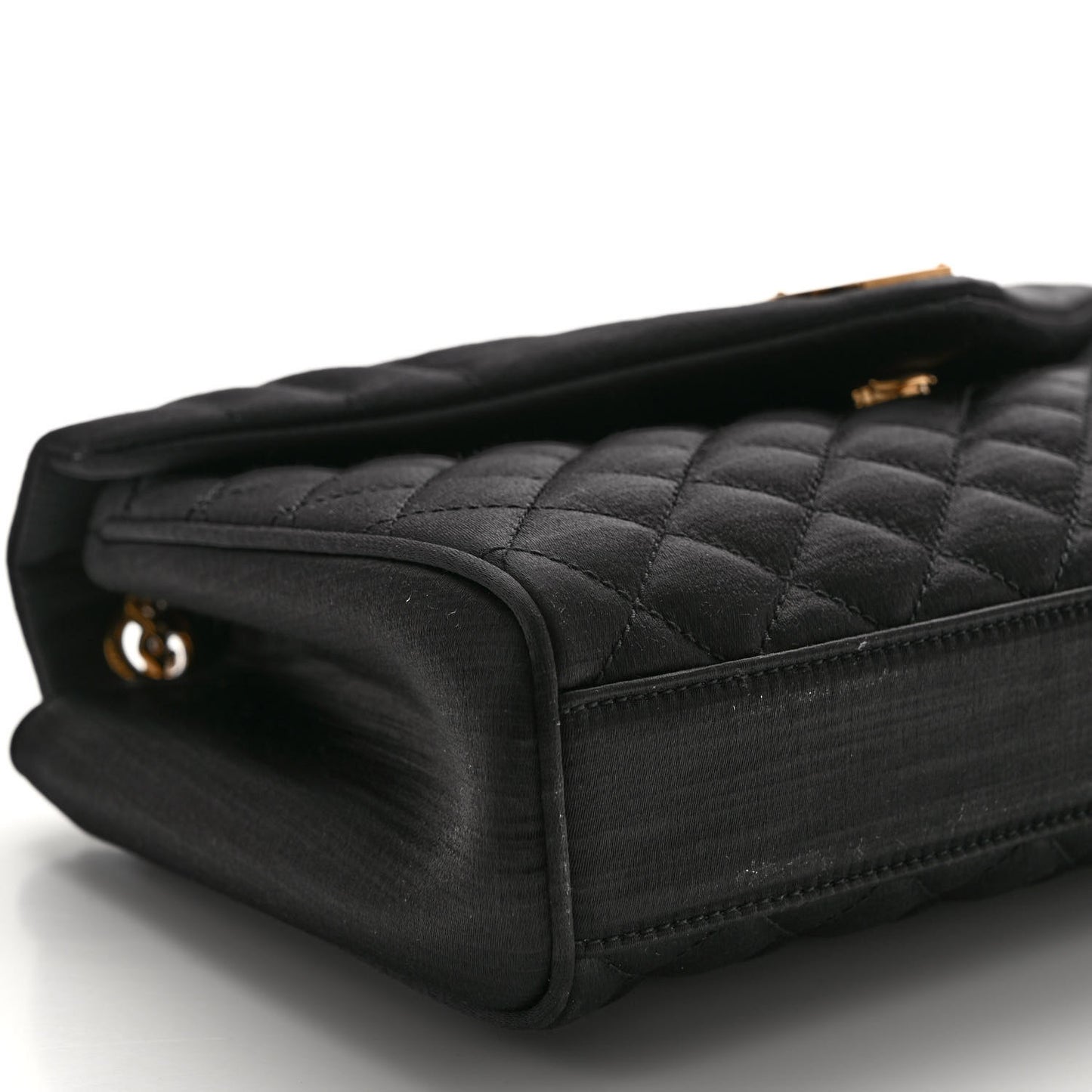 Satin Mixed Matelasse Triquilt Medium Monogram Envelope Satchel Black