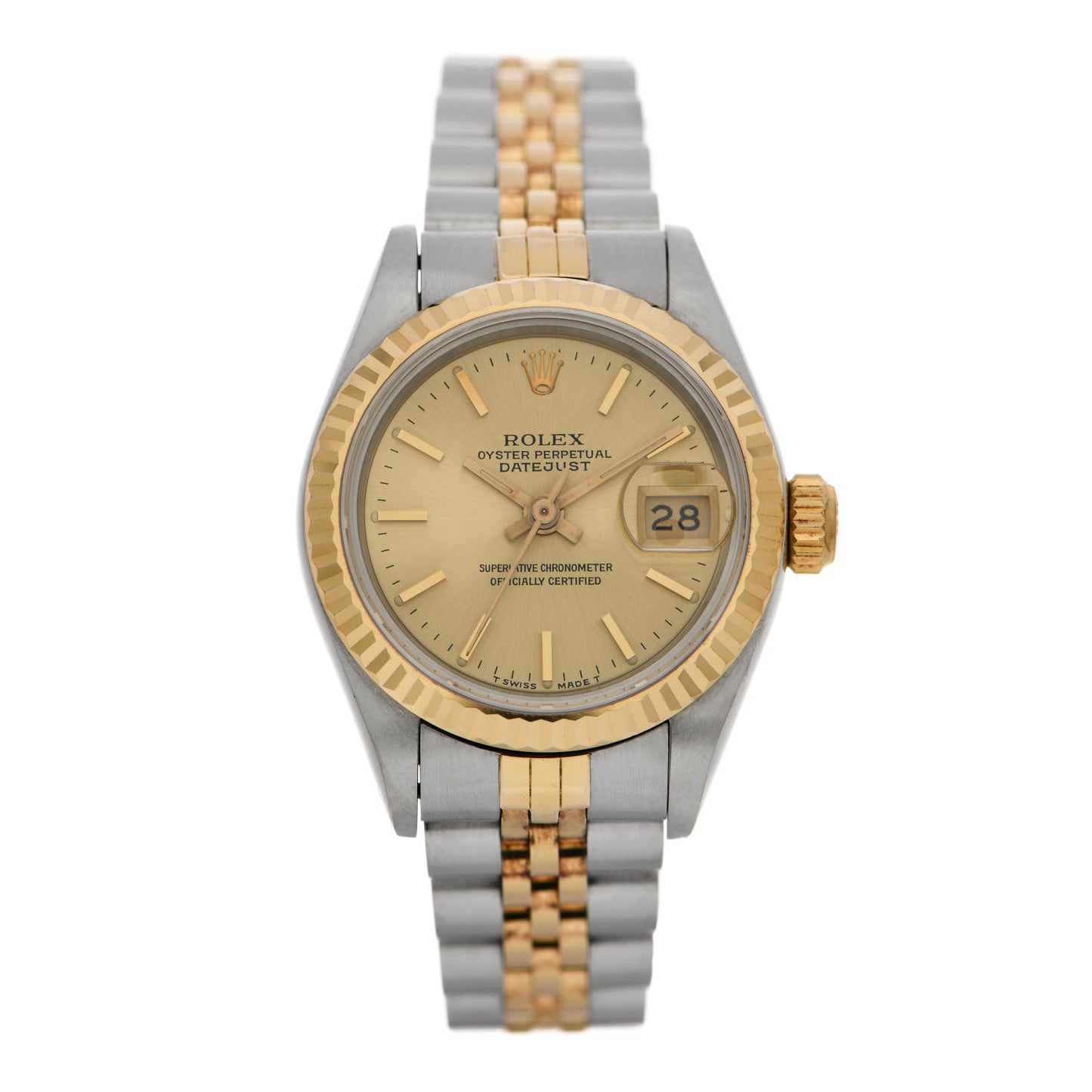 Stainless Steel 18K Yellow Gold 26mm Oyster Perpetual Datejust Watch Champagne 69173