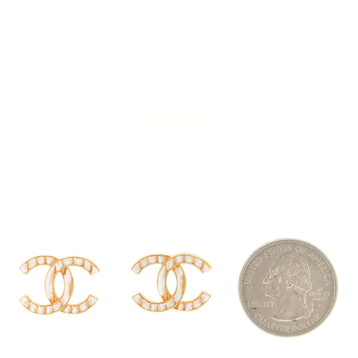 Metal CC Earrings Gold White