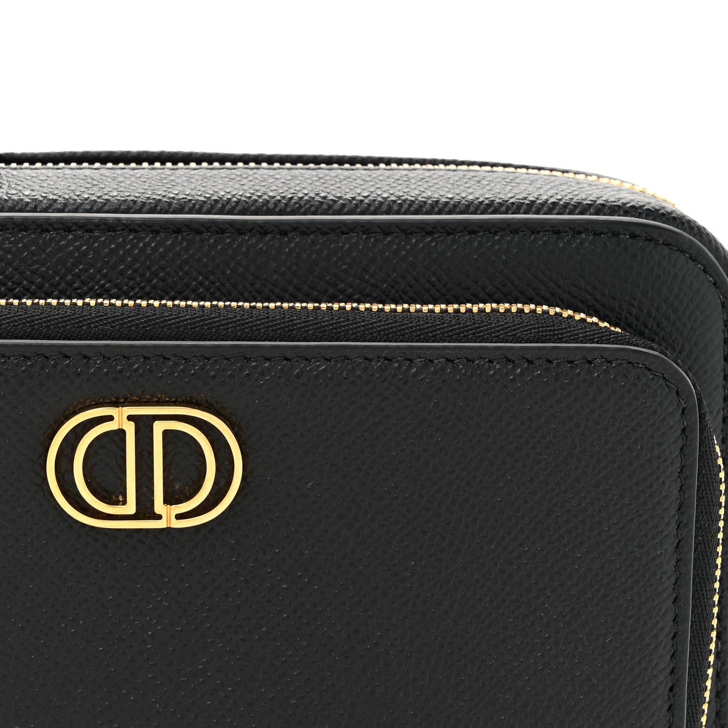 Grained Calfskin Caro Double Pouch Black