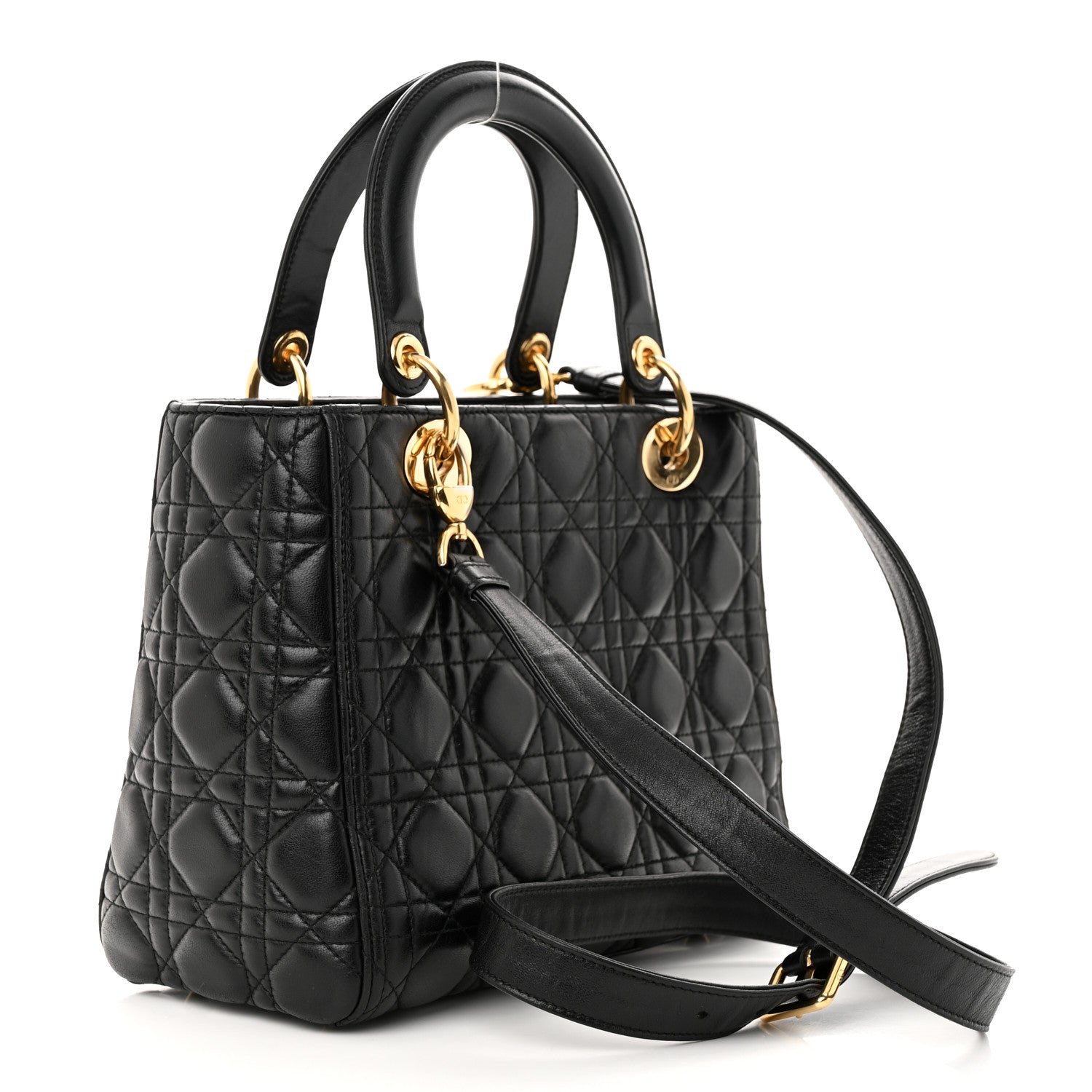 Christian Dior Lambskin Cannage Medium Lady Dior Black 3 of 10