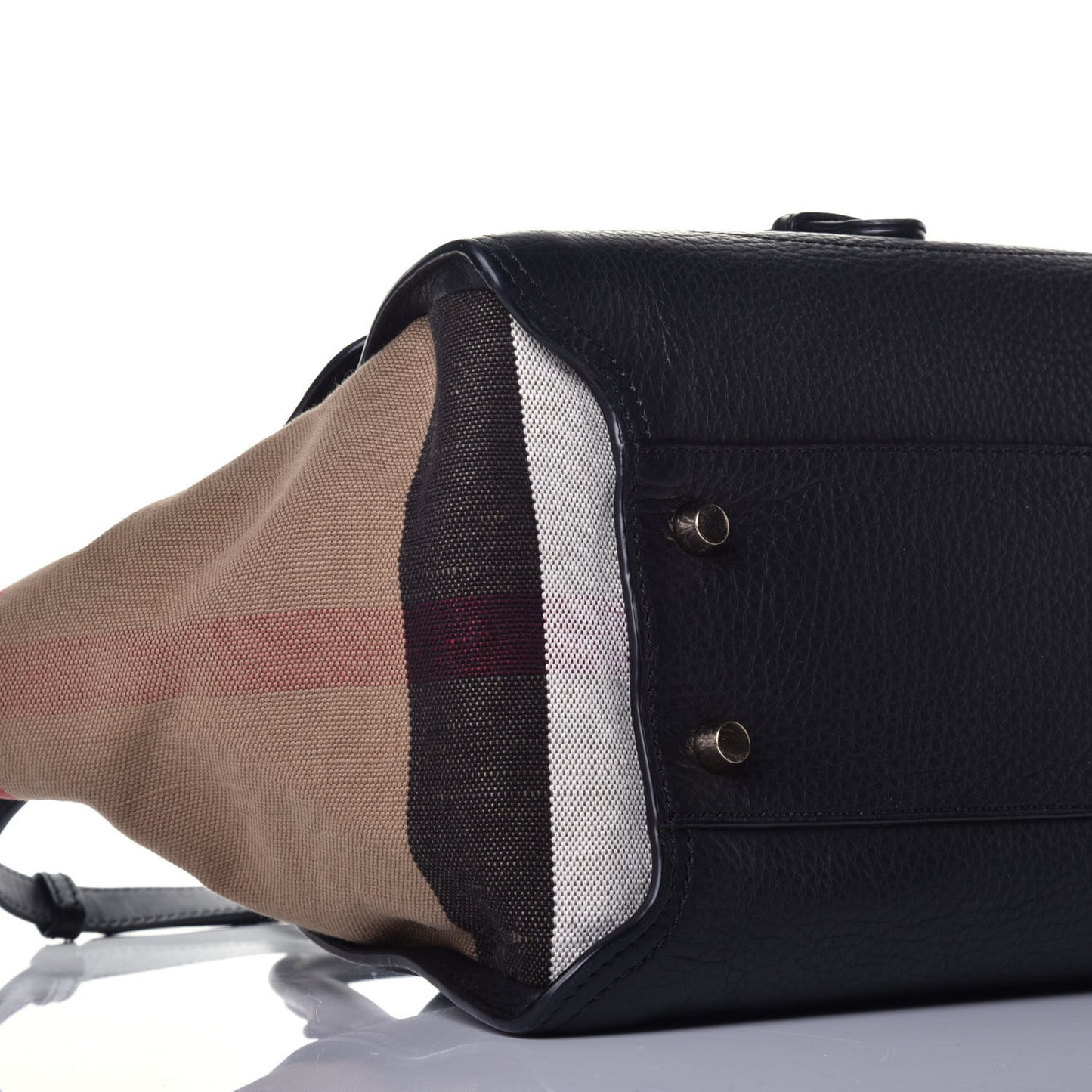 Canvas Mega Check Grained Calfskin Medium Harcourt Satchel Black