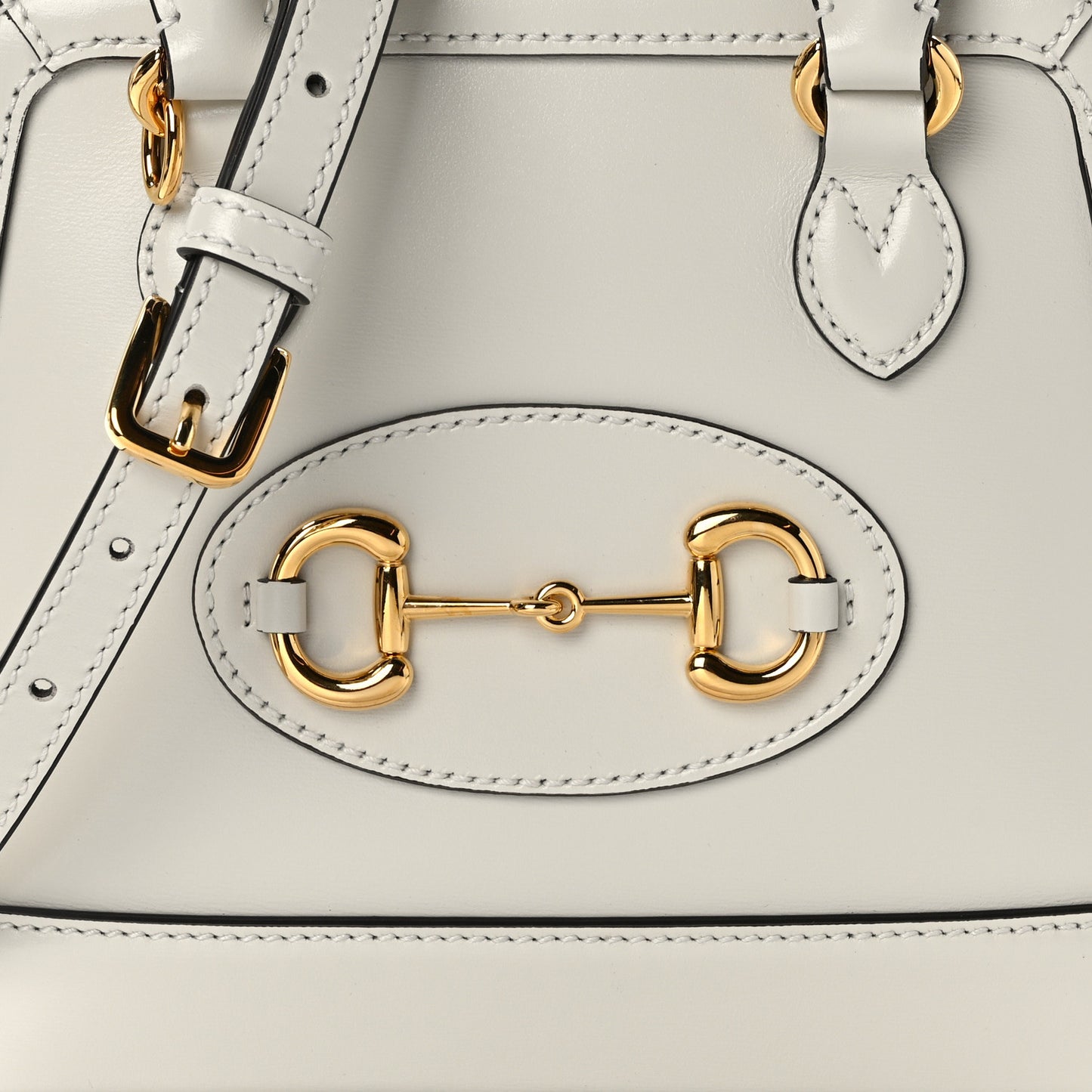 Boarded Plutone Calfskin Mini Horsebit 1955 Top Handle Bag Mystic White