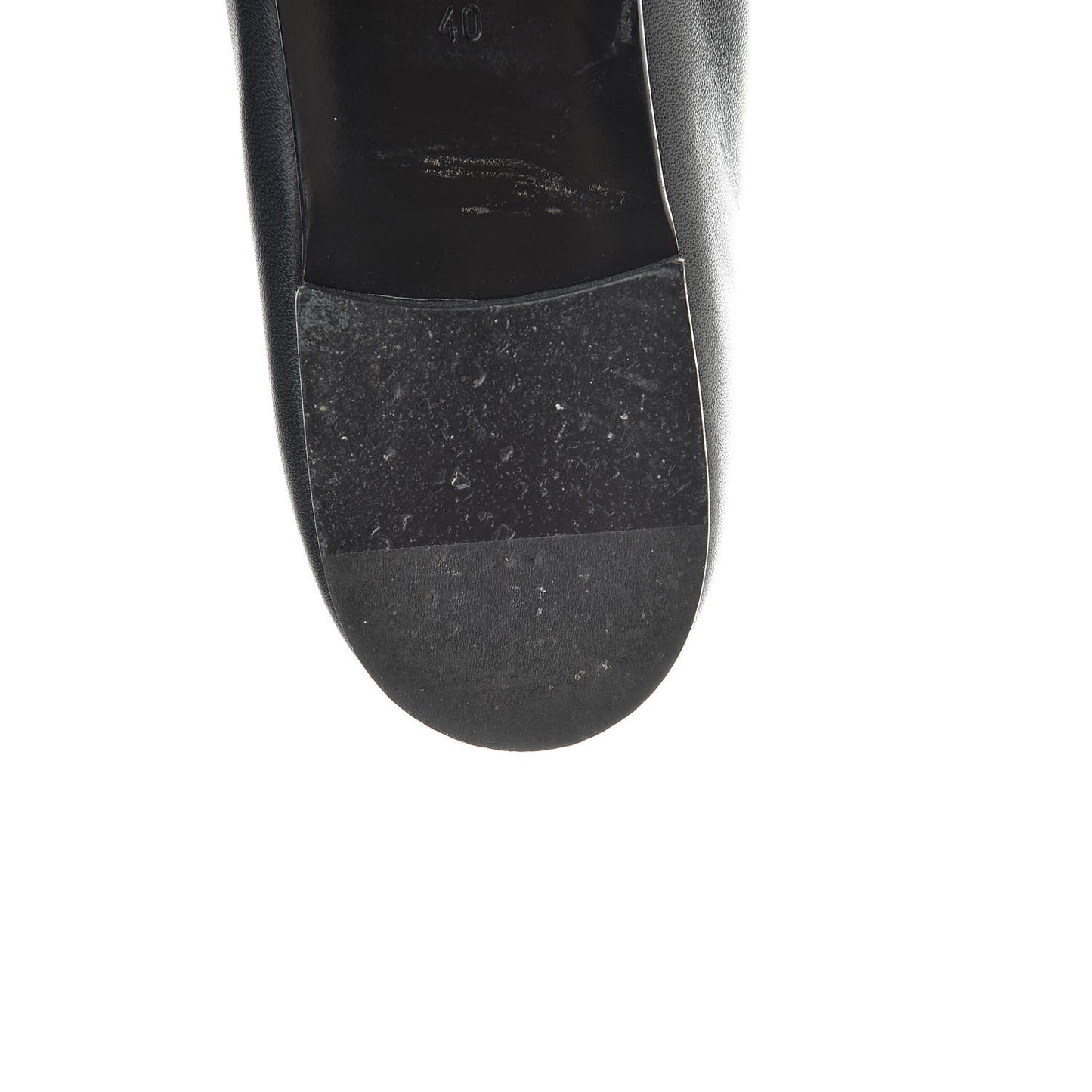 Lambskin Patent Calfskin Cap Toe Ballerina Flats 40 Black