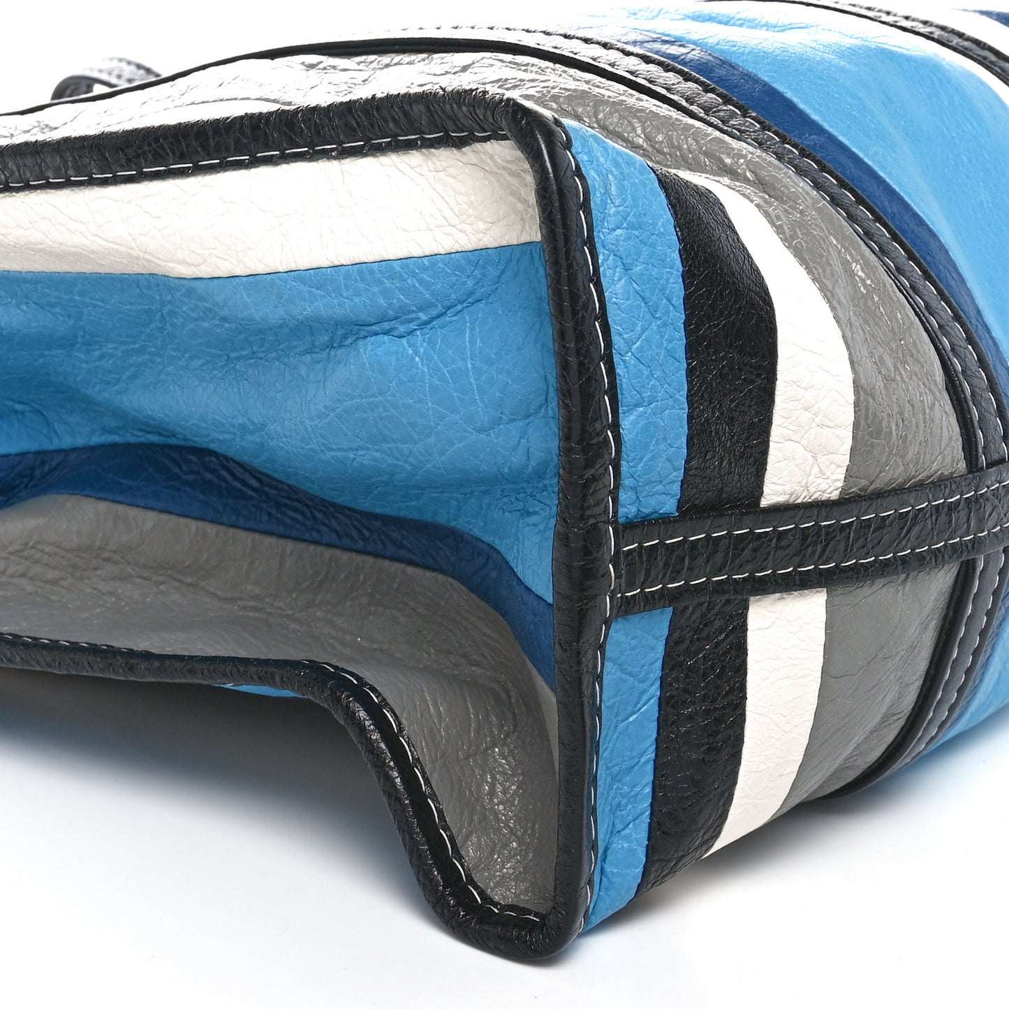 Veau Arena Multicolore Medium Bazar Shopper Tote Bleu Lazuli White