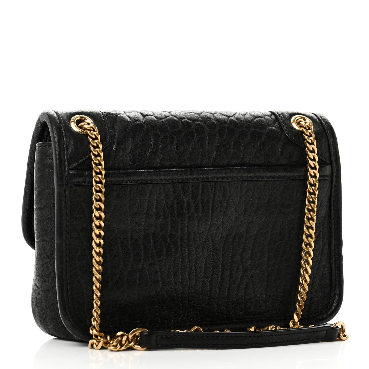Grained Lambskin Monogram Mini Niki Chain Satchel Black