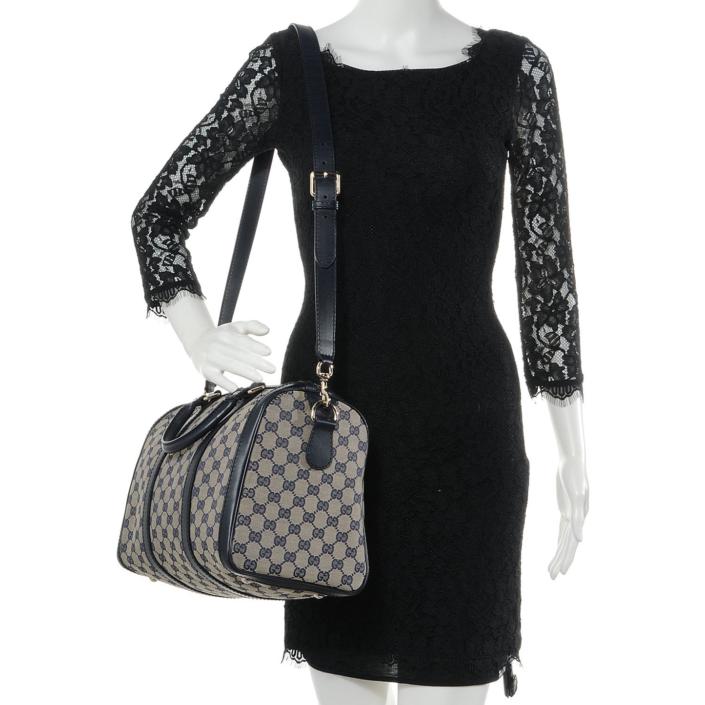 GG Monogram Saks Fifth Avenue Exclusive Medium Vintage Web Medium Joy Boston Navy