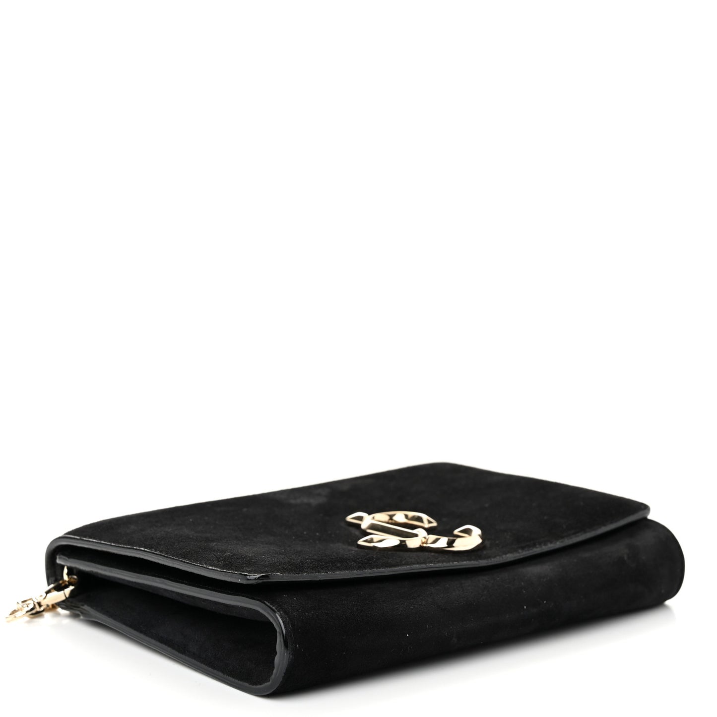 Suede Varenne Chain Clutch Black