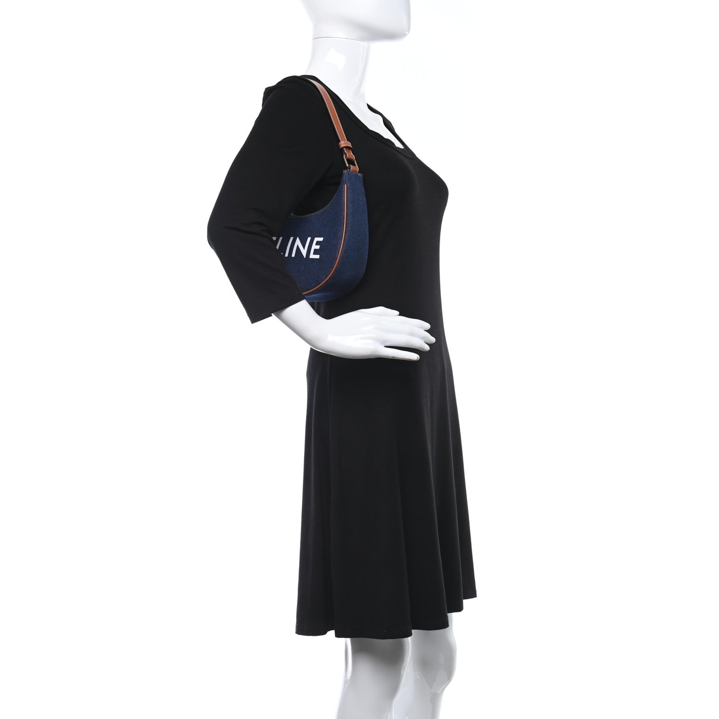 Denim Ava Shoulder Bag Navy Tan