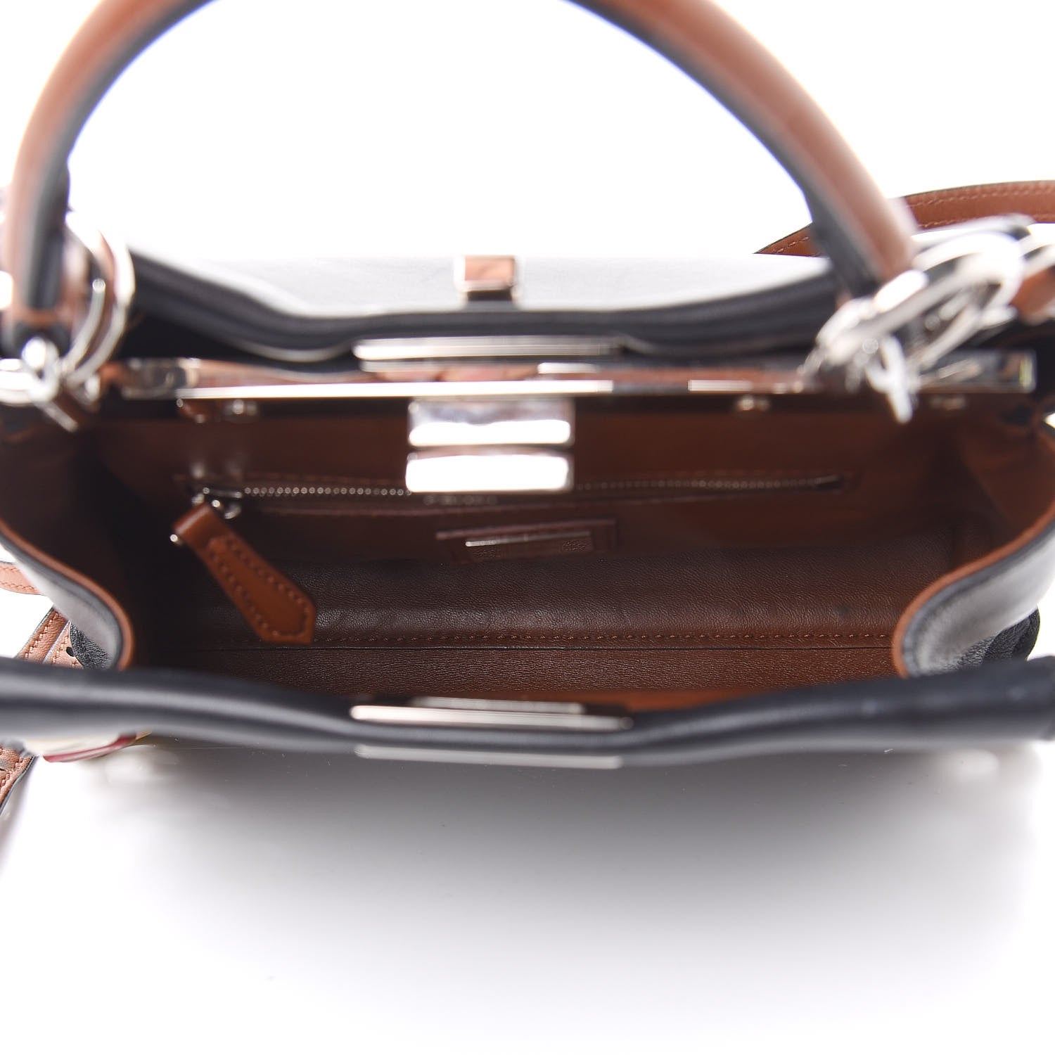 Fendi Nappa Scalloped Grommet Mini Peekaboo Iconic Satchel Black Multicolor 5 of 14