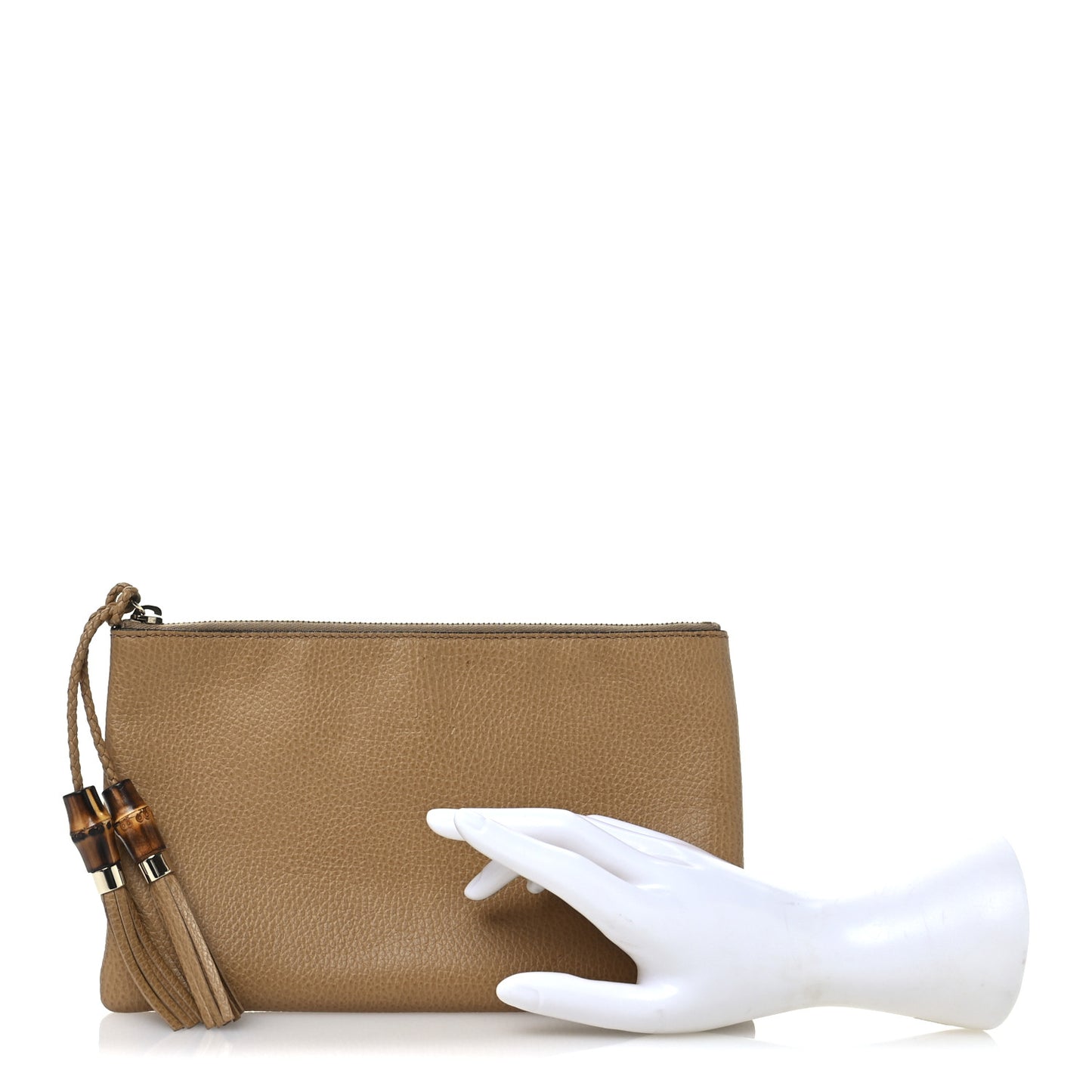 Calfskin Large Bamboo Clutch Brown