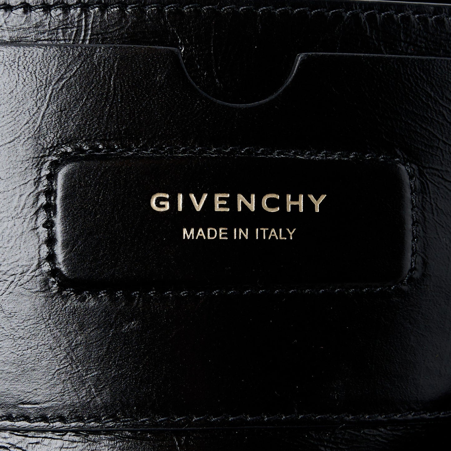 Creased Patent Calfskin Small ID Flap Black