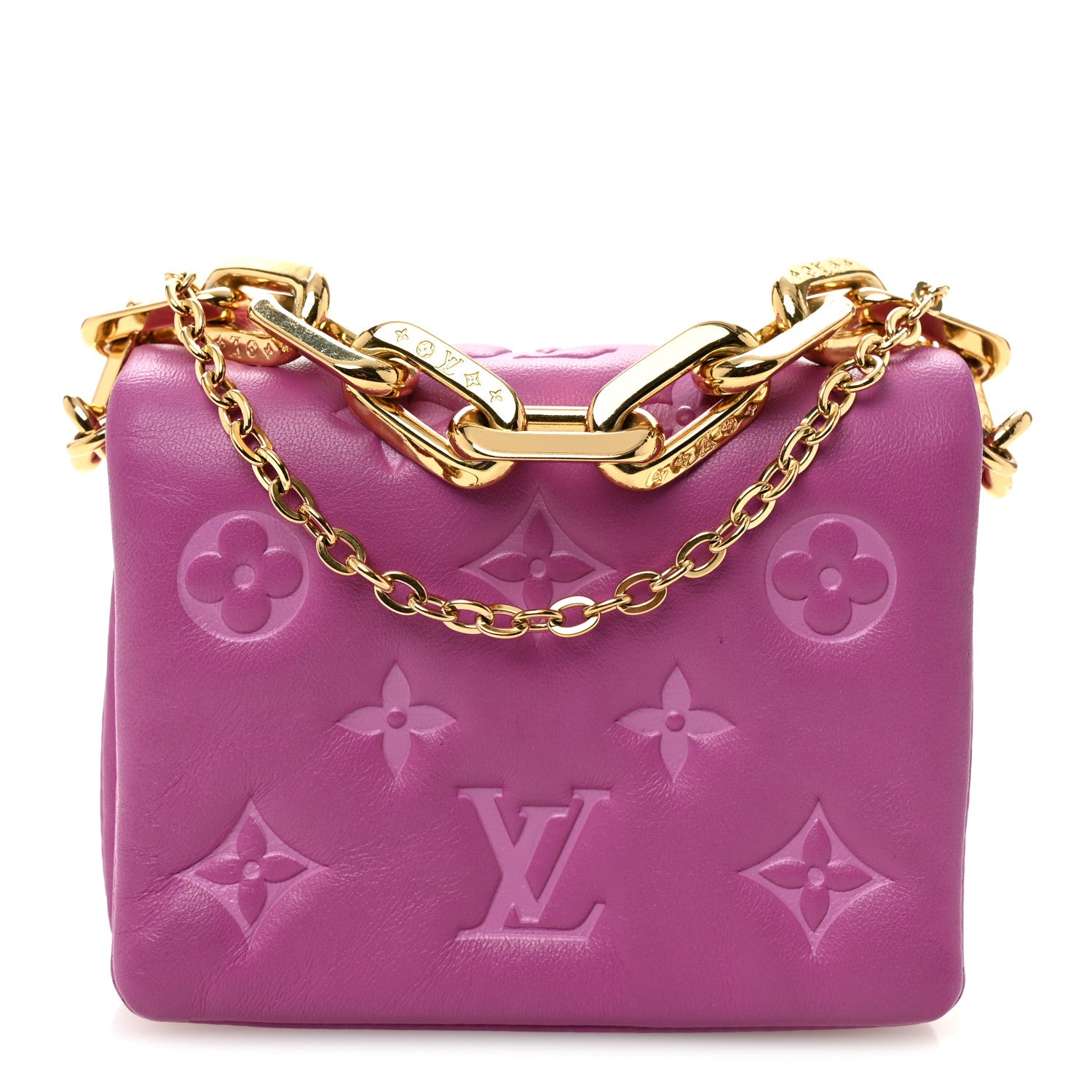 ルイヴィトン Louis Vuitton Lambskin Embossed Monogram Coussin Belt Bag Orchid