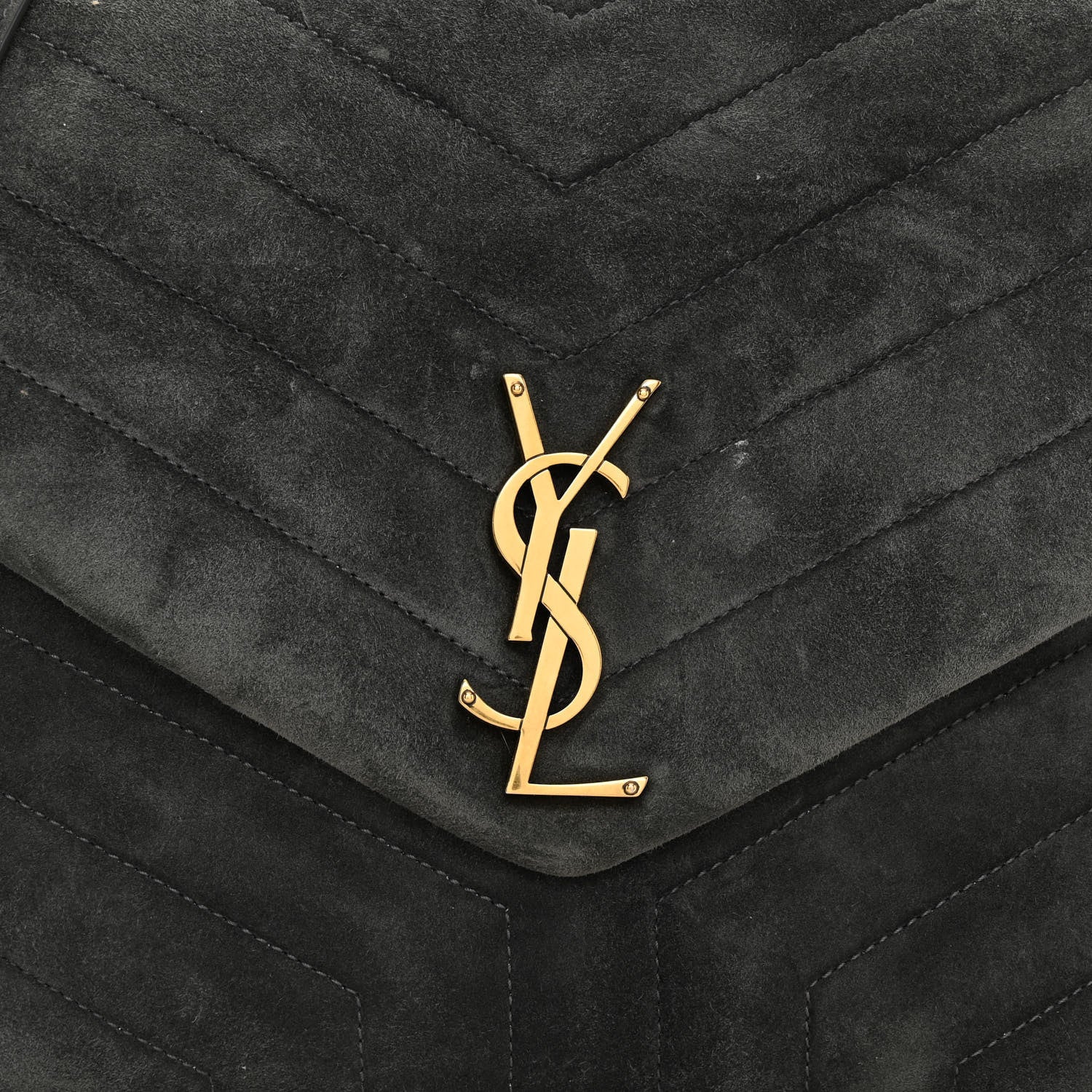 Saint Laurent Suede Y Quilted Monogram Medium Loulou Chain Satchel Storm 7 of 10