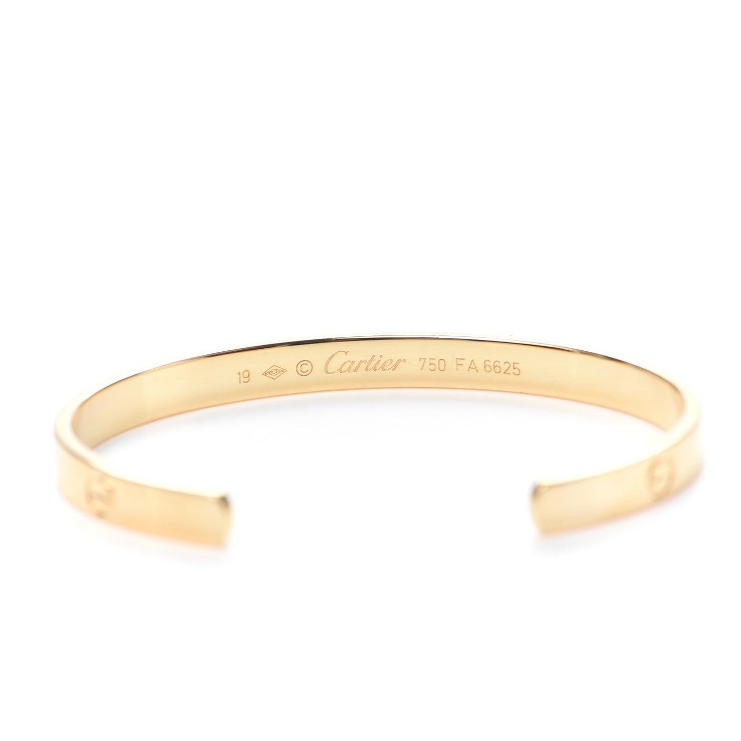 18K Yellow Gold LOVE Cuff Bracelet 19