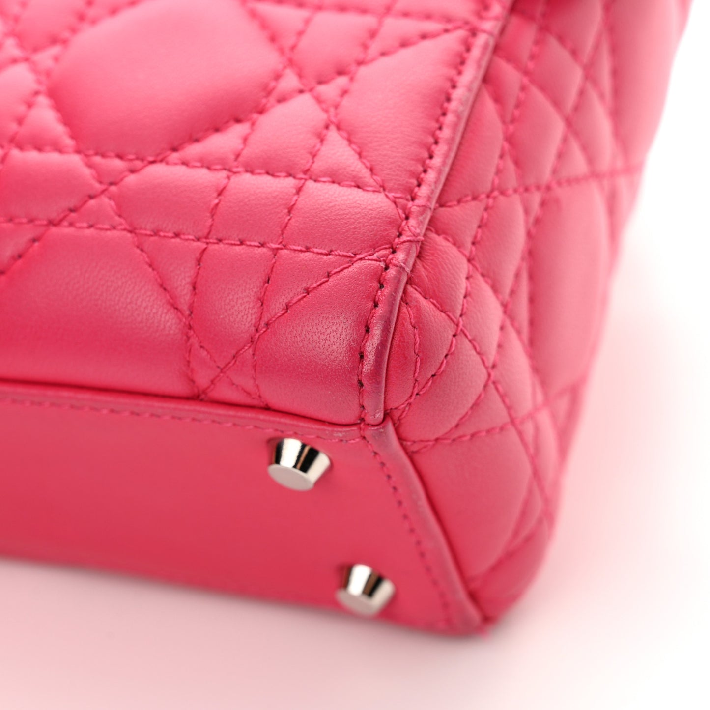 Lambskin Cannage Mini Lady Dior Fuchsia