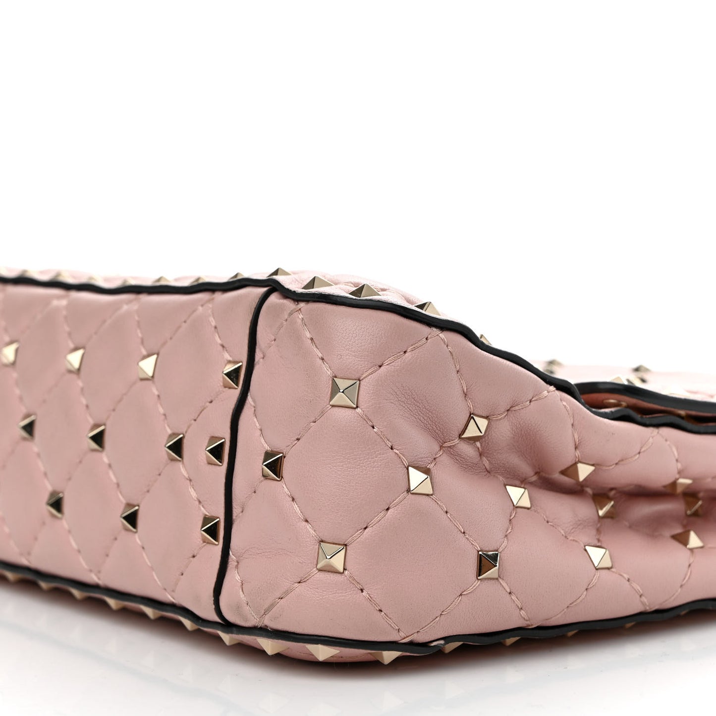 Nappa Medium Rockstud Spike Shoulder Bag Water Rose
