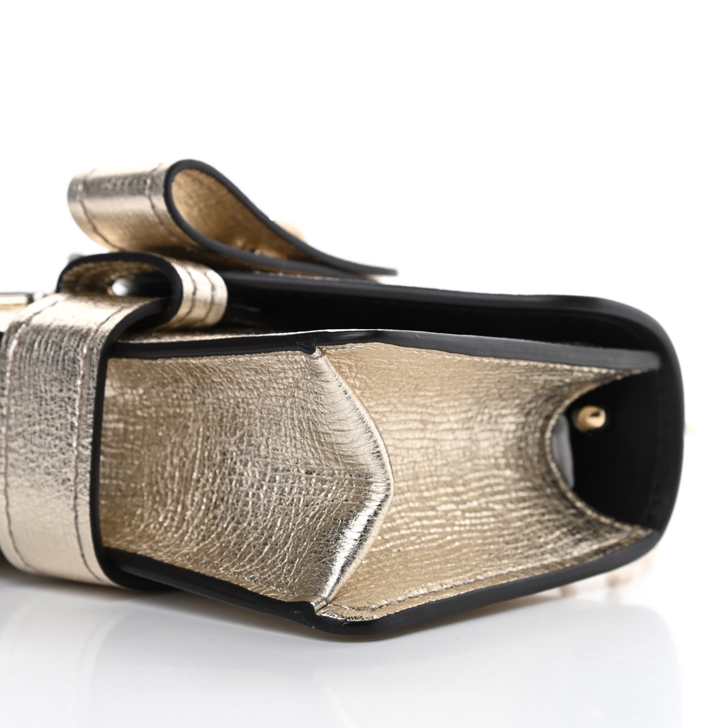 Metallic Textured Calfskin Aby Convertible Chain Shoulder Bag Gold
