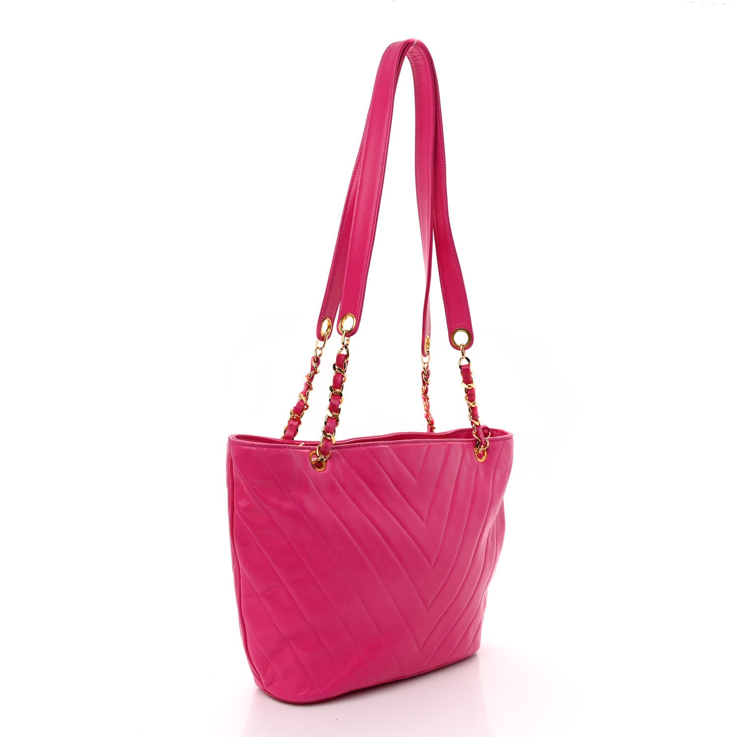 Chanel Lambskin Chevron Quilted Shoulder Bag Pink 3 of 11