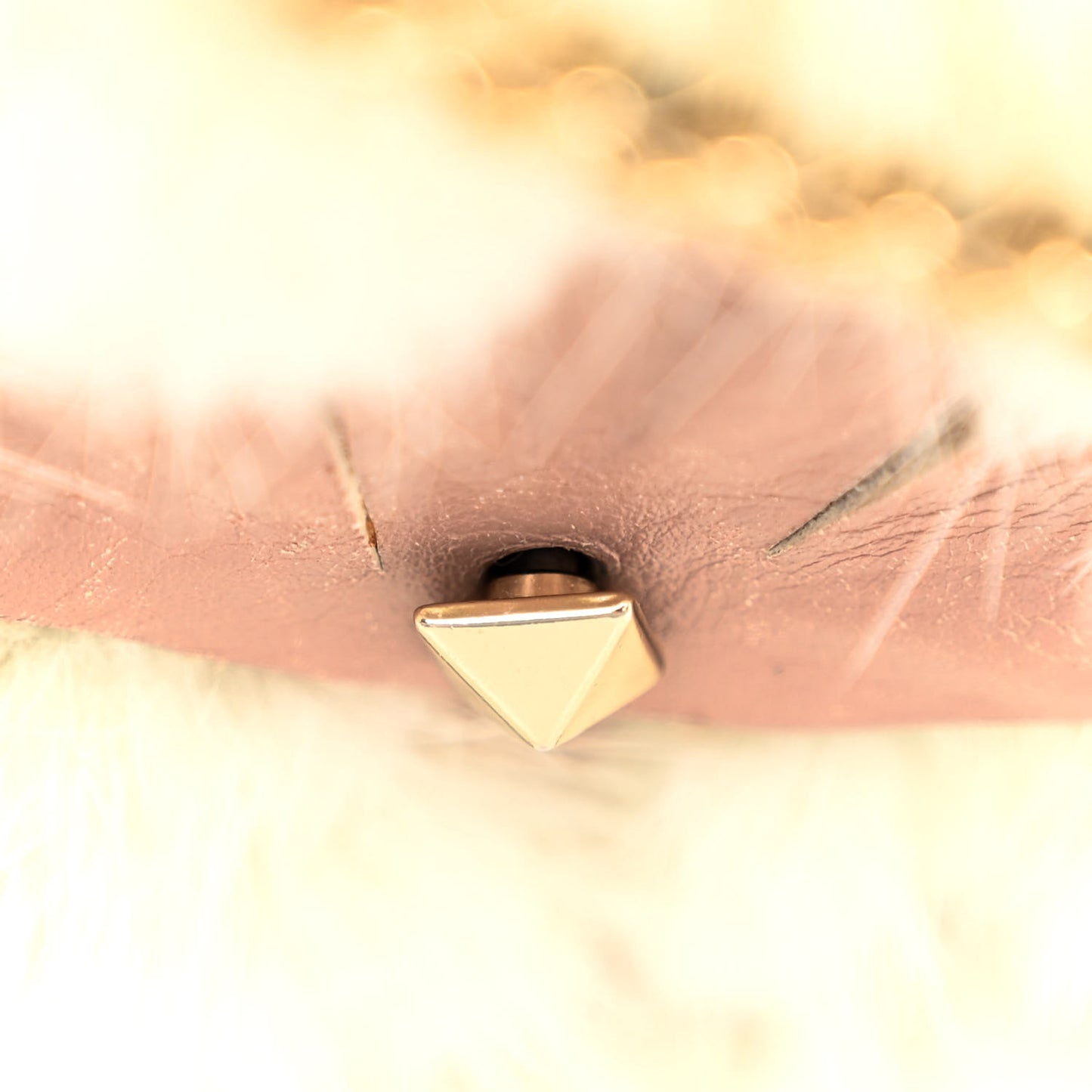 Mink Fur Small Demilune Shoulder Bag Beige