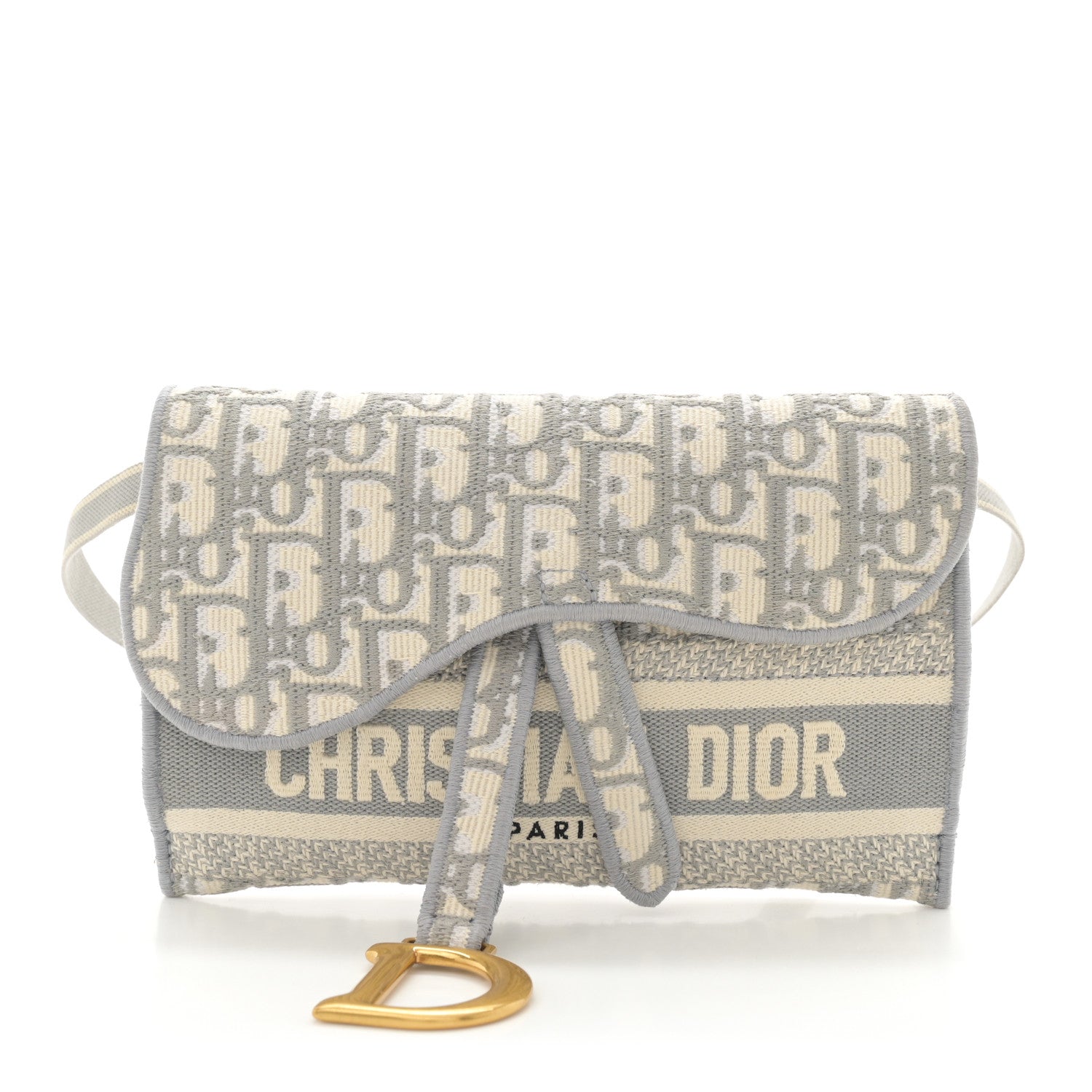 Christian Dior Oblique Slim Saddle Pouch Grey 1 of 11