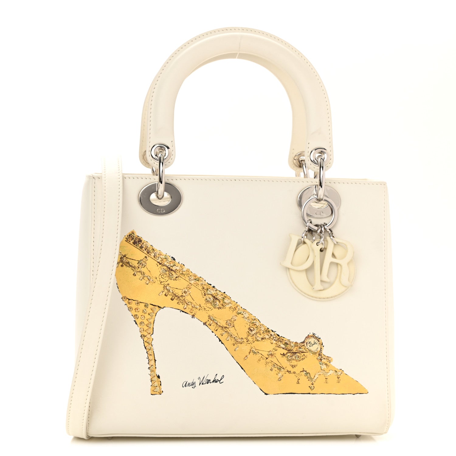 Christian Dior X Andy Warhol Calfskin Medium Lady Dior White