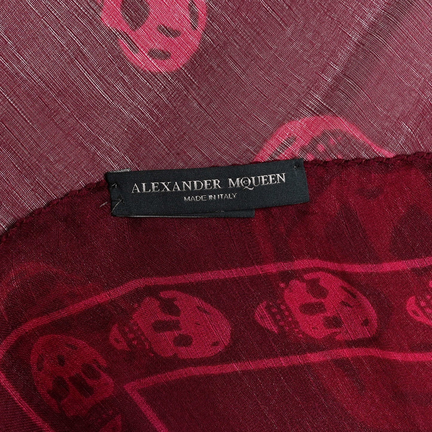Silk Chiffon Skull Scarf Bordeaux