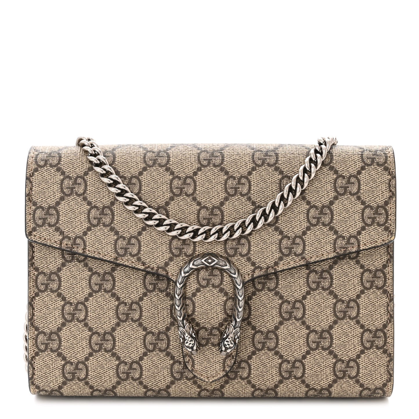 GG Supreme Monogram Mini Dionysus Chain Wallet Beige Taupe