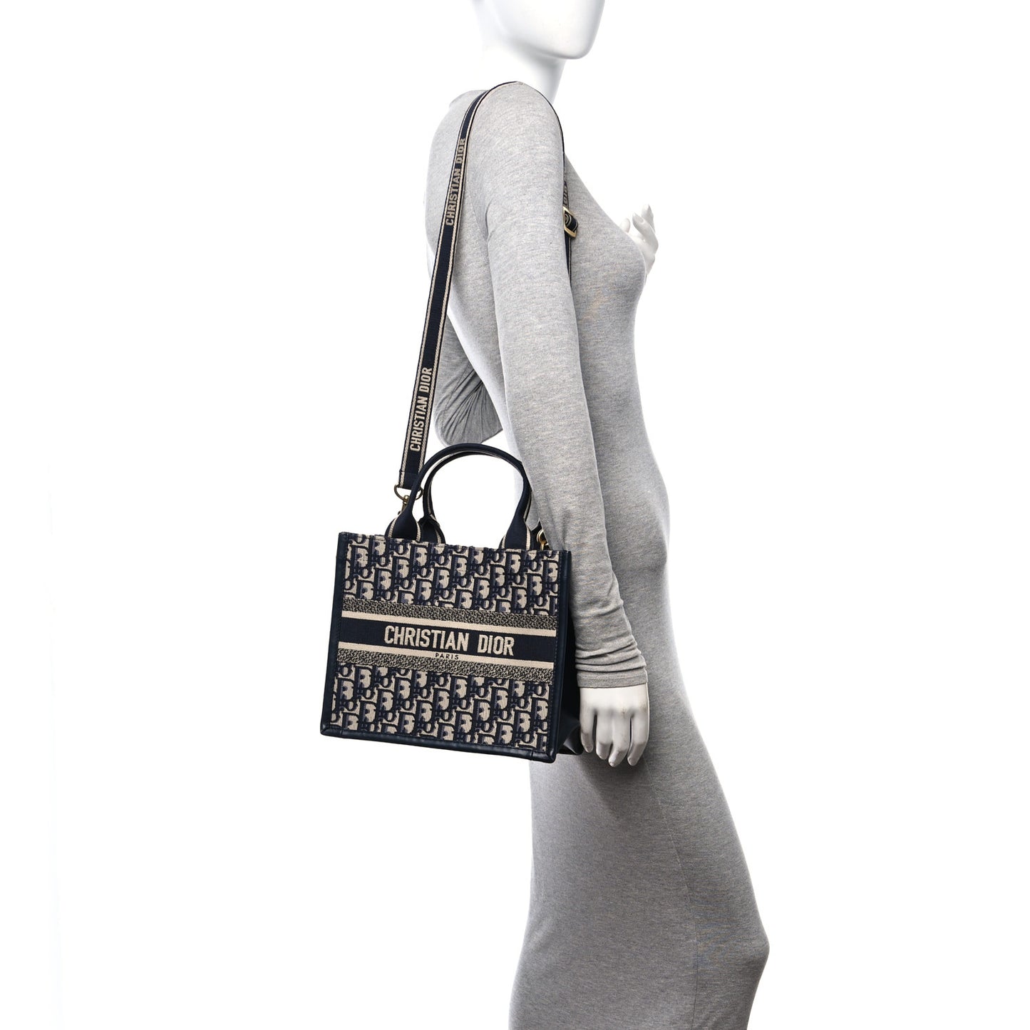 Oblique Calfskin Small Book Tote With Strap Blue Multicolor
